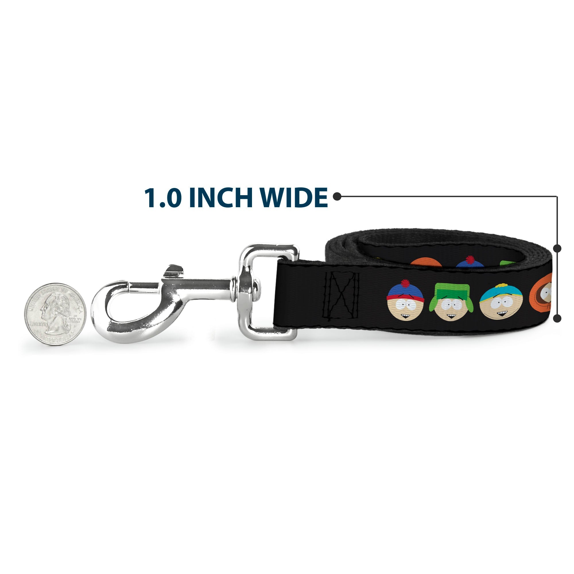 Dog Leash - South Park Boys Face Repeat Black