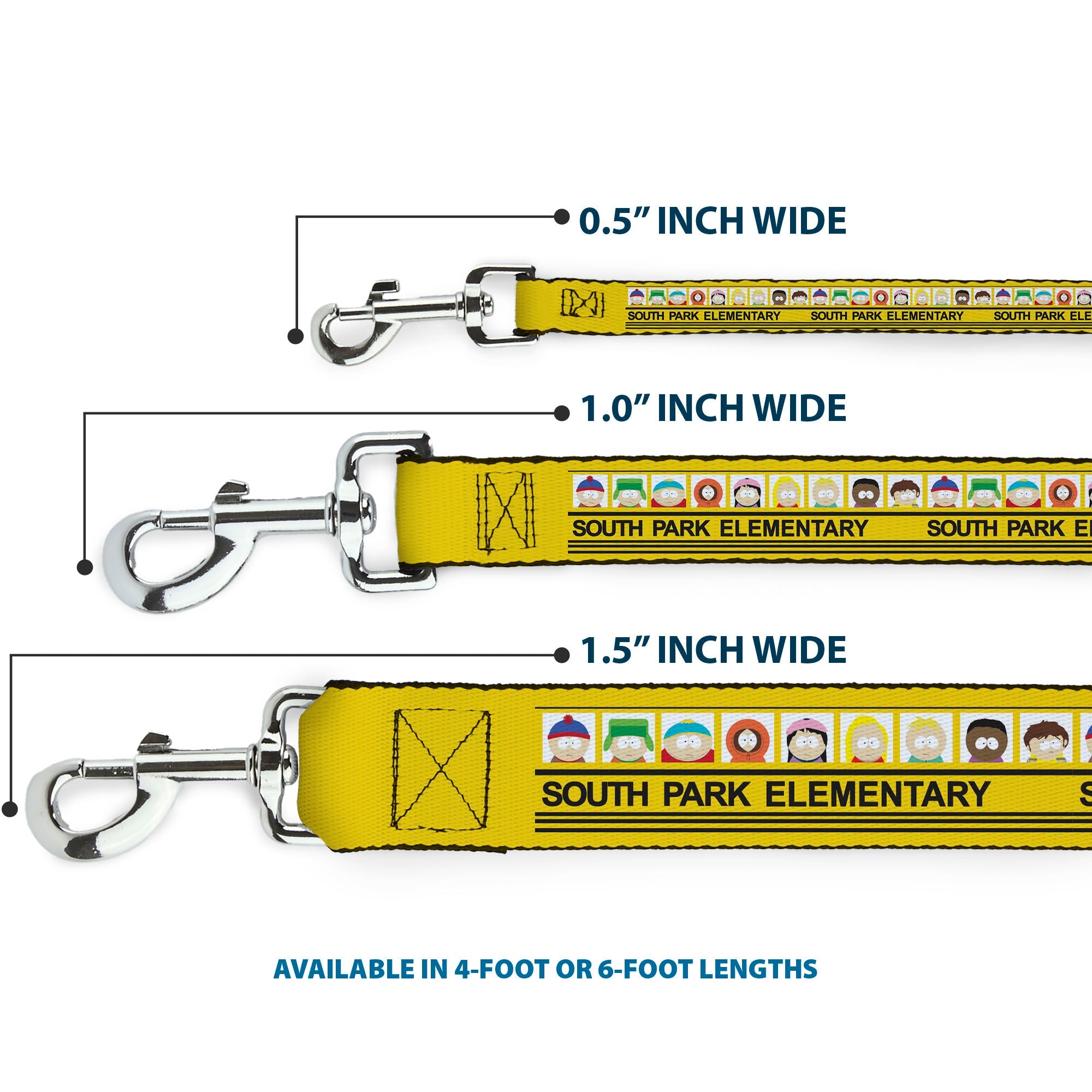 Dog Leash - SOUTH PARK ELEMENTARY School Bus Characters Pose Yellow