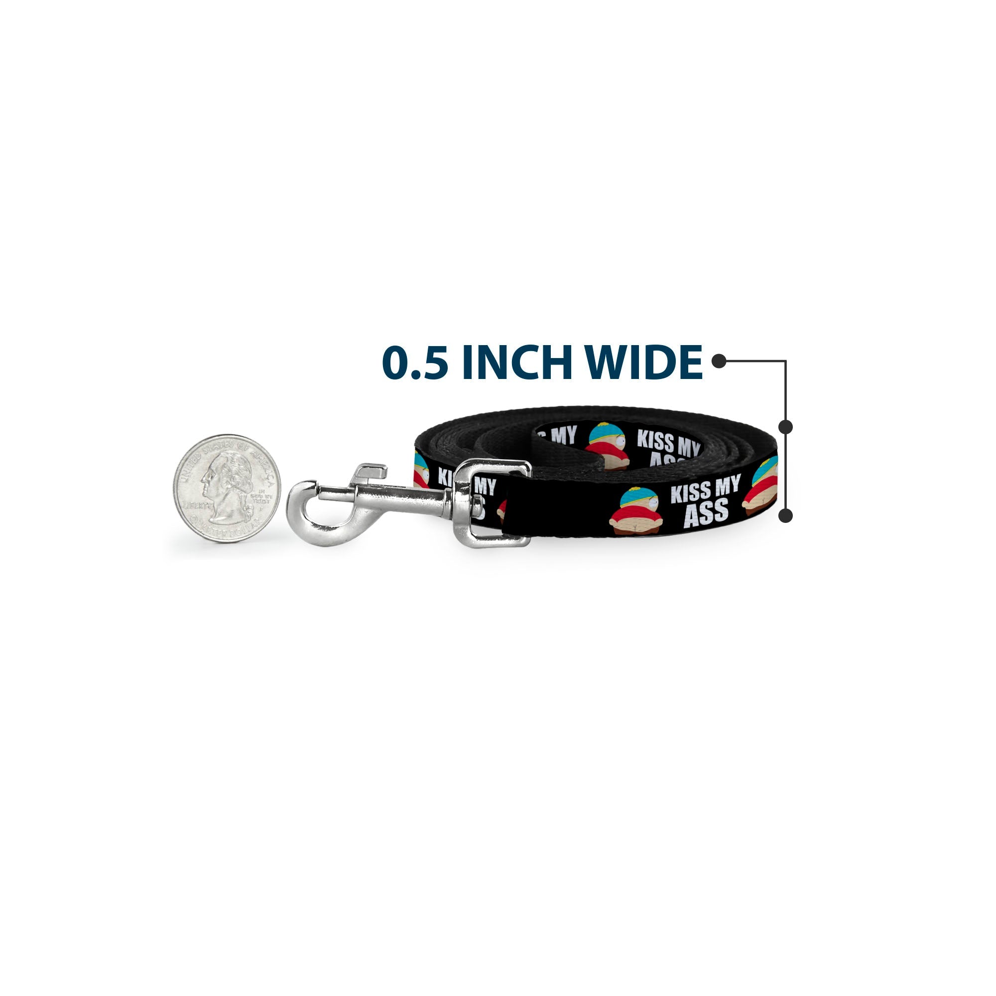 Dog Leash - South Park Cartman Pants KISS MY ASS Pose Black/White
