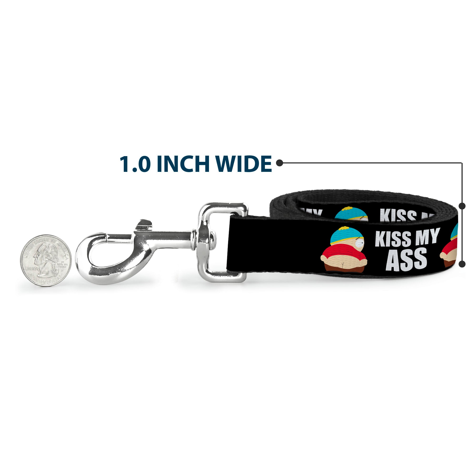 Dog Leash - South Park Cartman Pants KISS MY ASS Pose Black/White