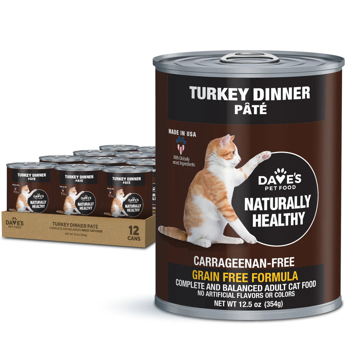 Comida húmeda para gatos Dave's Naturally Healthy Turkey Dinner Paté de 12,5 oz