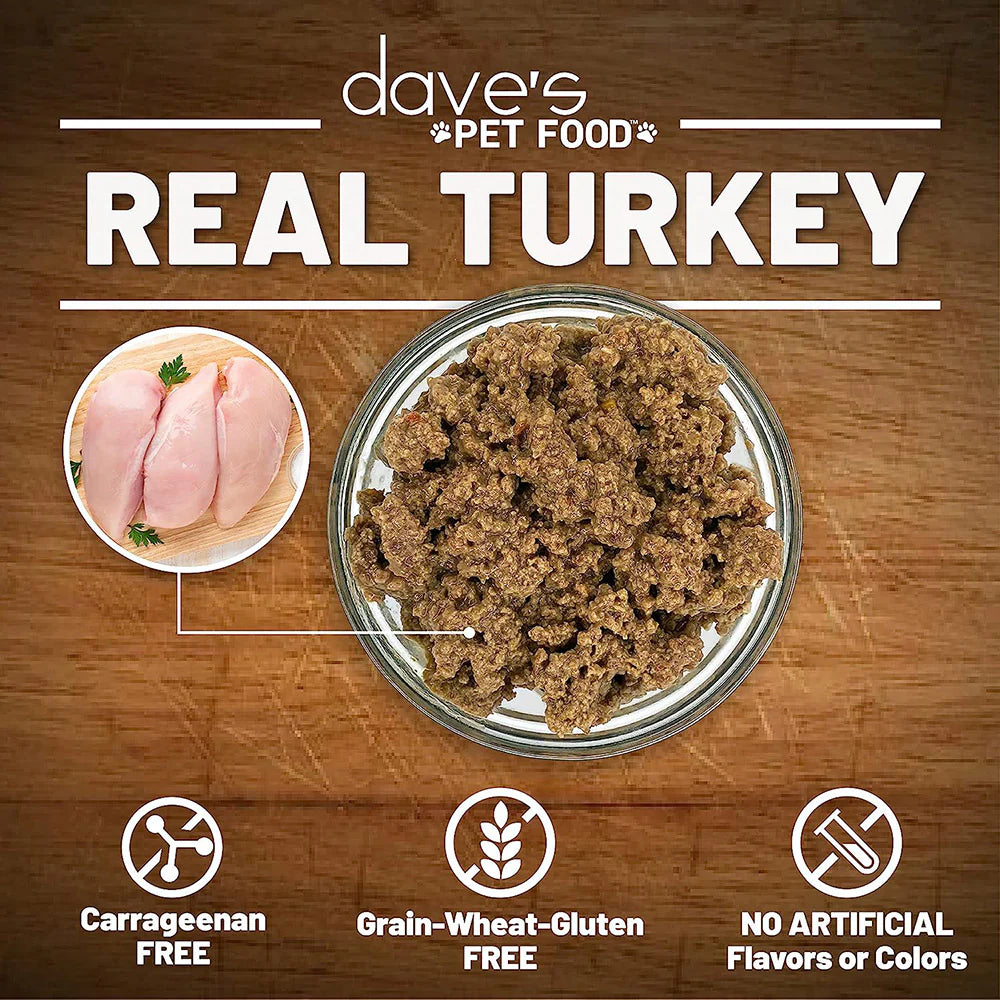Comida húmeda para gatos Dave's Naturally Healthy Turkey Dinner Paté de 12,5 oz