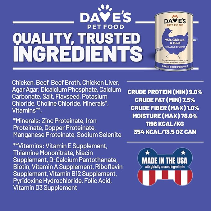 13 盎司 Dave's 95% 优质肉类™ 鸡肉和牛肉狗粮