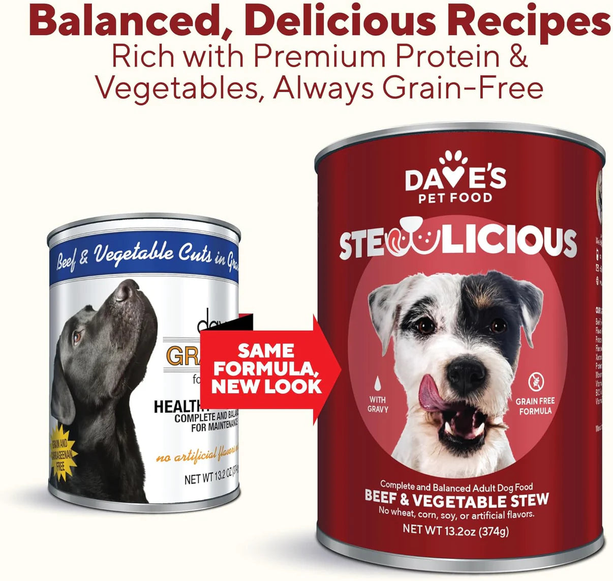 Estofado de carne y verduras Stewlicious de Dave de 13,2 oz para perros