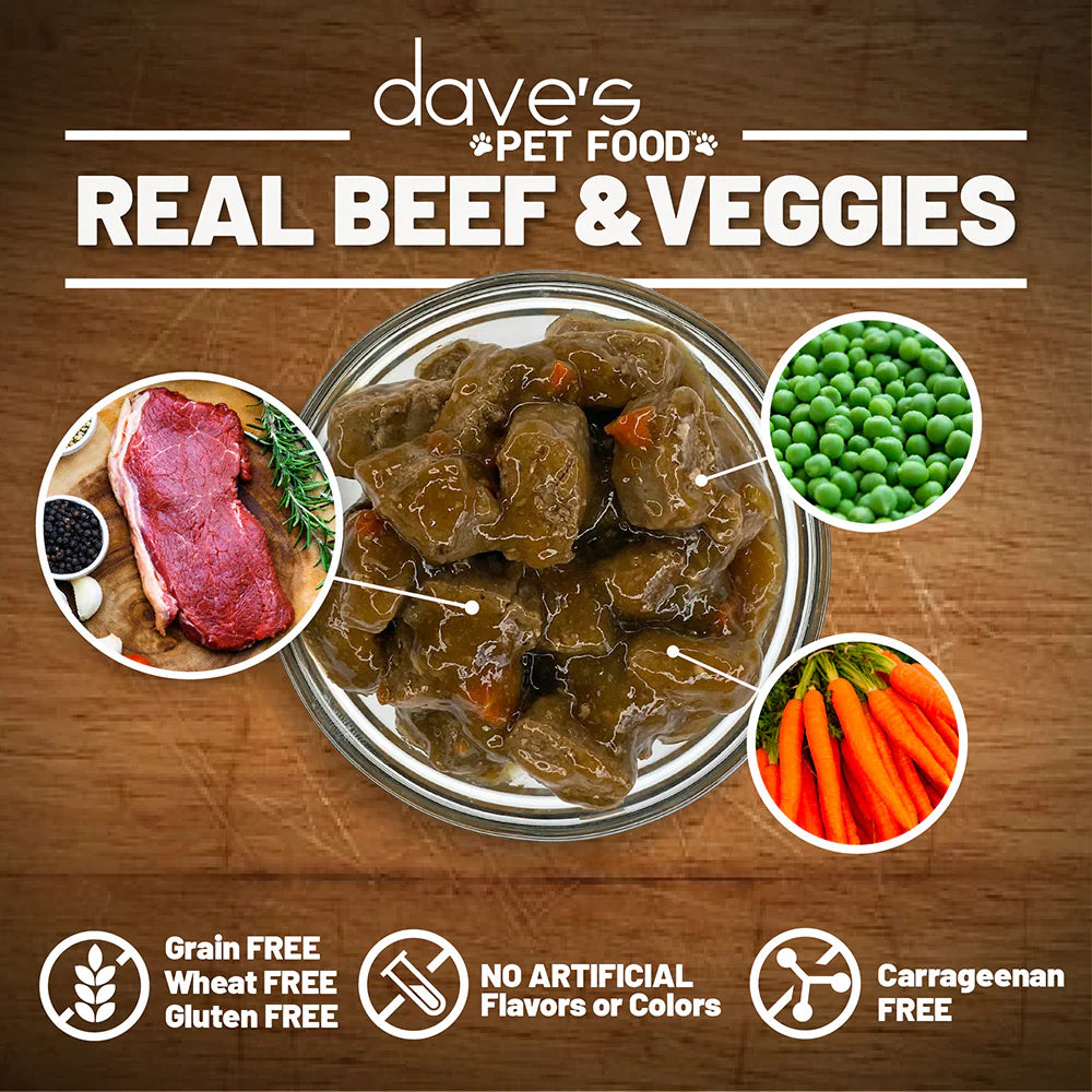 Estofado de carne y verduras Stewlicious de Dave de 13,2 oz para perros