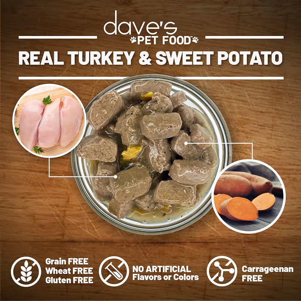 Cortes Stewlicious de pavo y camote de Dave's de 13.2 oz en salsa para perros