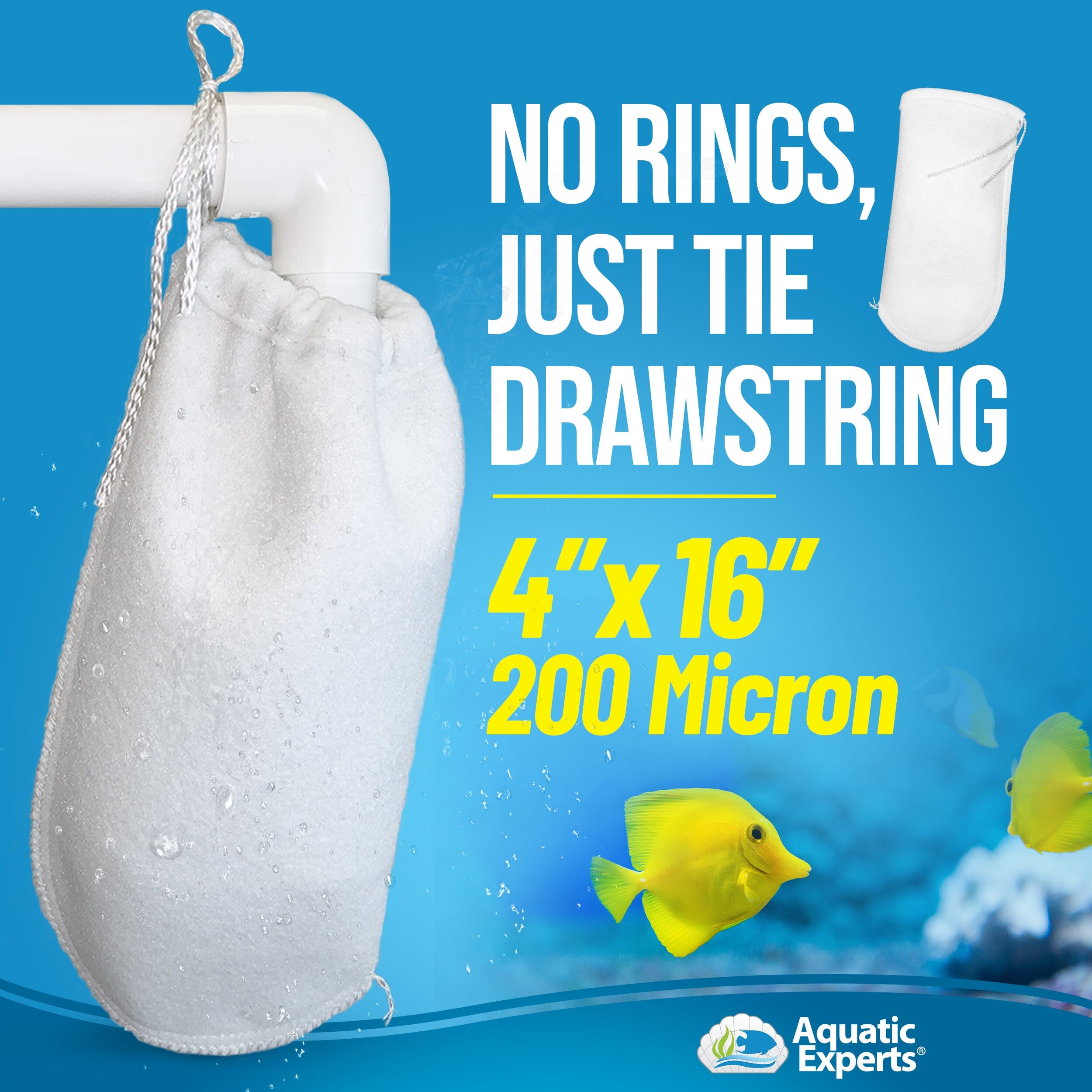 Aquatic Experts Drawstring Filter Sock 200 Micron for Saltwater & Reef AquariumsAquarium Filter Sock 200 Micron for Saltwater & Reef Aquariums