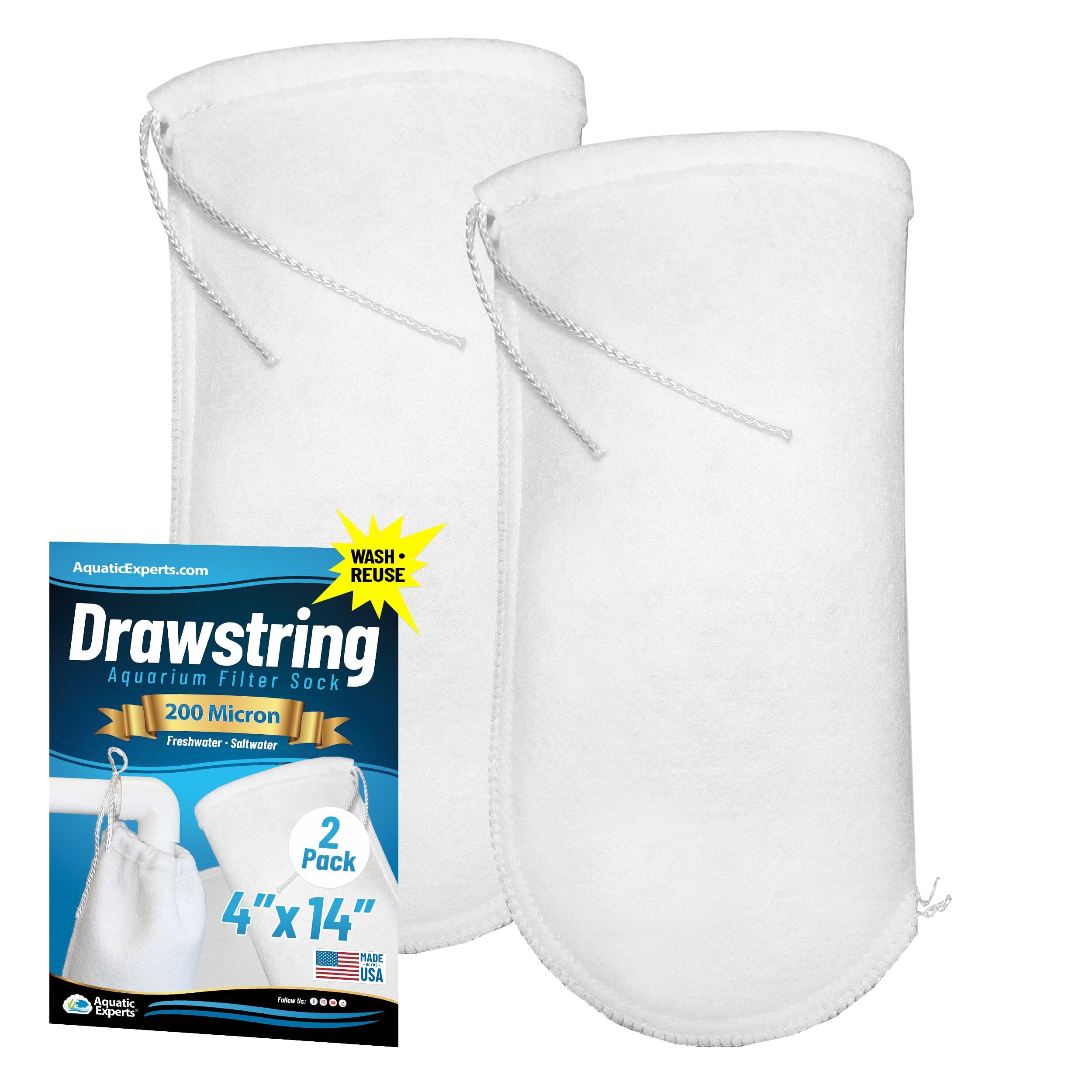 Aquarium Filter Sock – 200 Micron Drawstring for Saltwater & Reef | Aquatic Experts