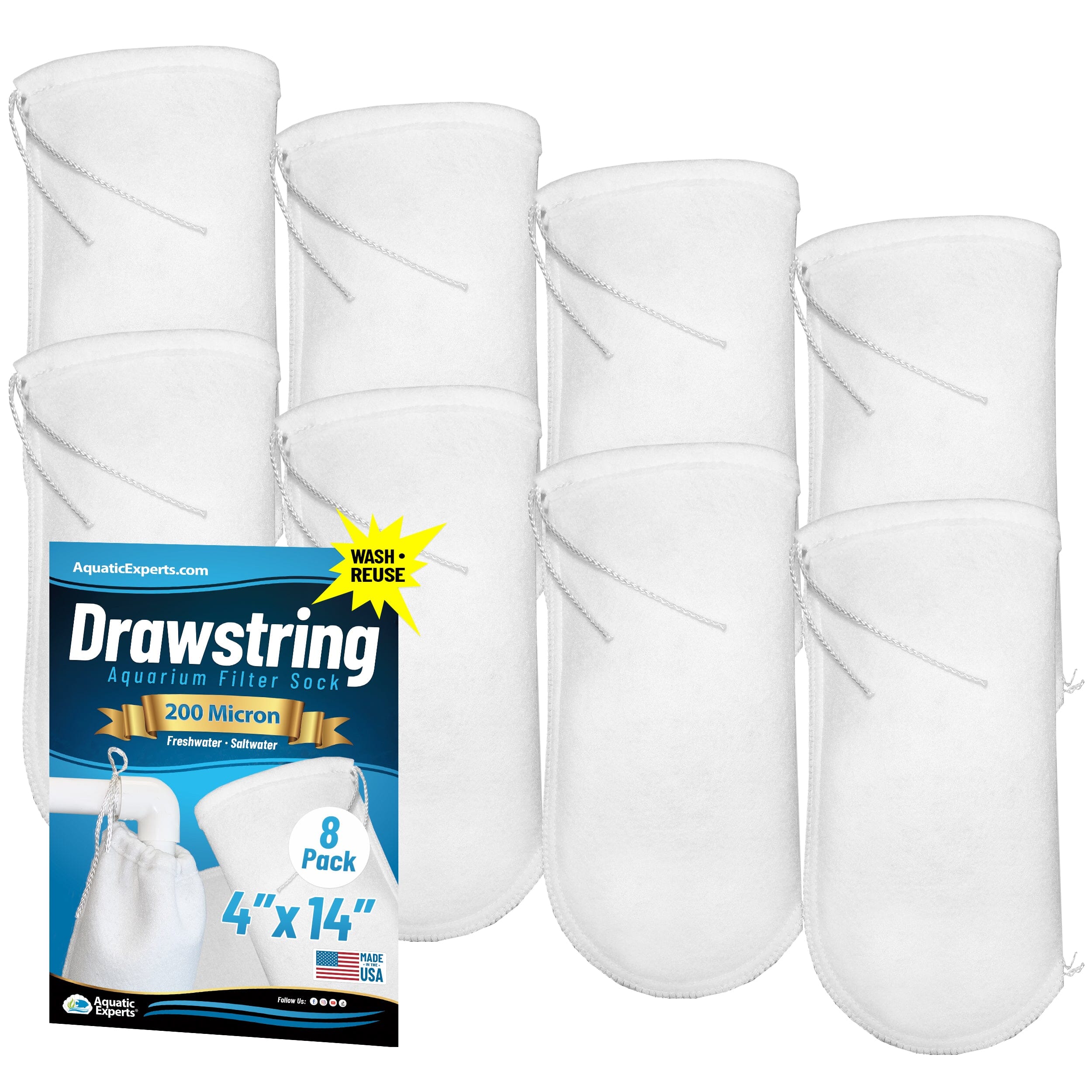 Aquarium Filter Sock – 200 Micron Drawstring for Saltwater & Reef | Aquatic Experts