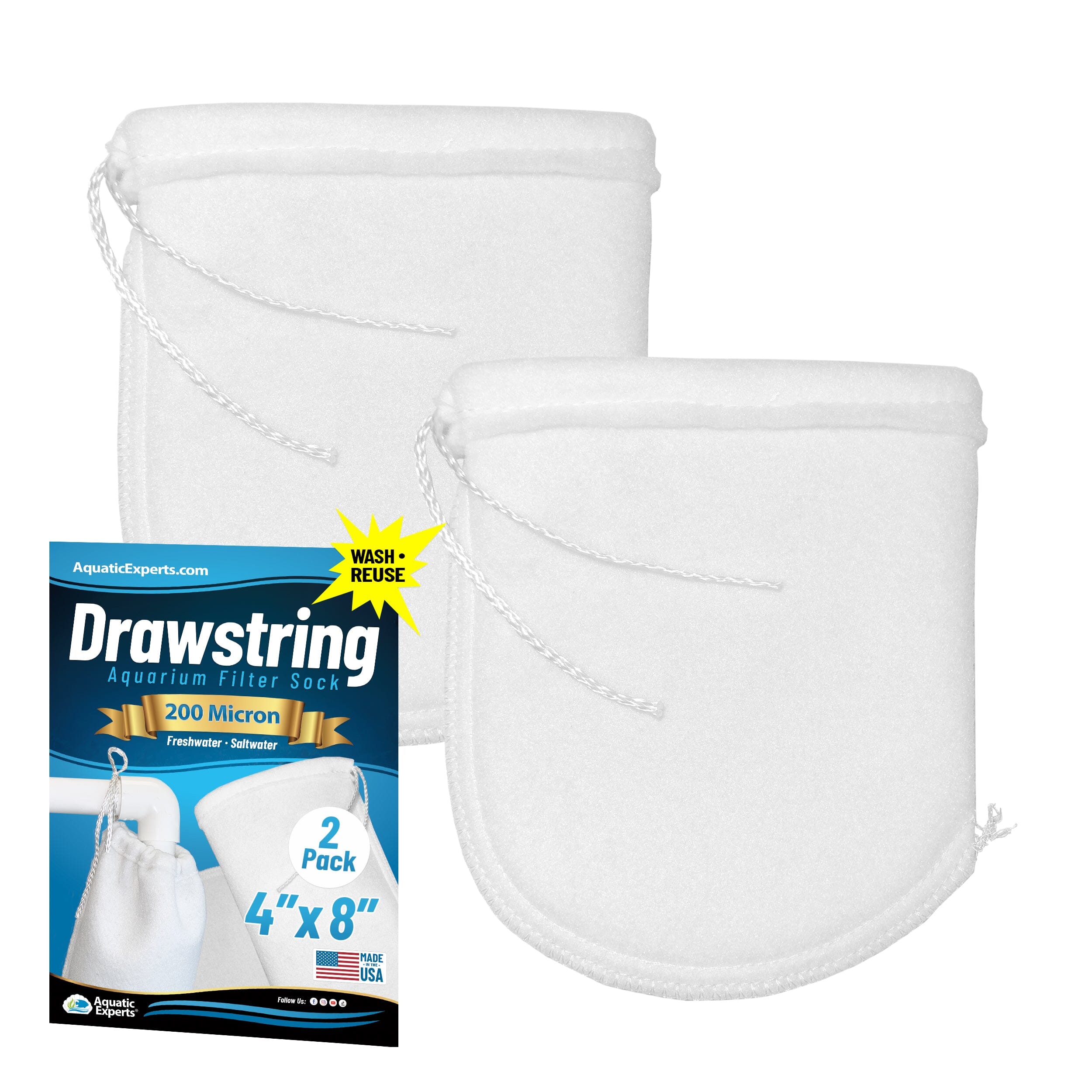 Aquarium Filter Sock – 200 Micron Drawstring for Saltwater & Reef | Aquatic Experts