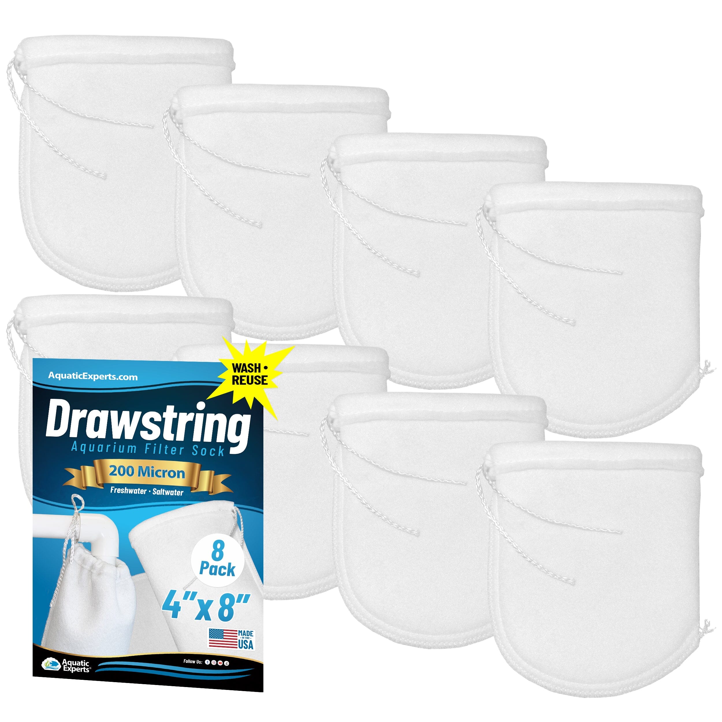 Aquarium Filter Sock – 200 Micron Drawstring for Saltwater & Reef | Aquatic Experts
