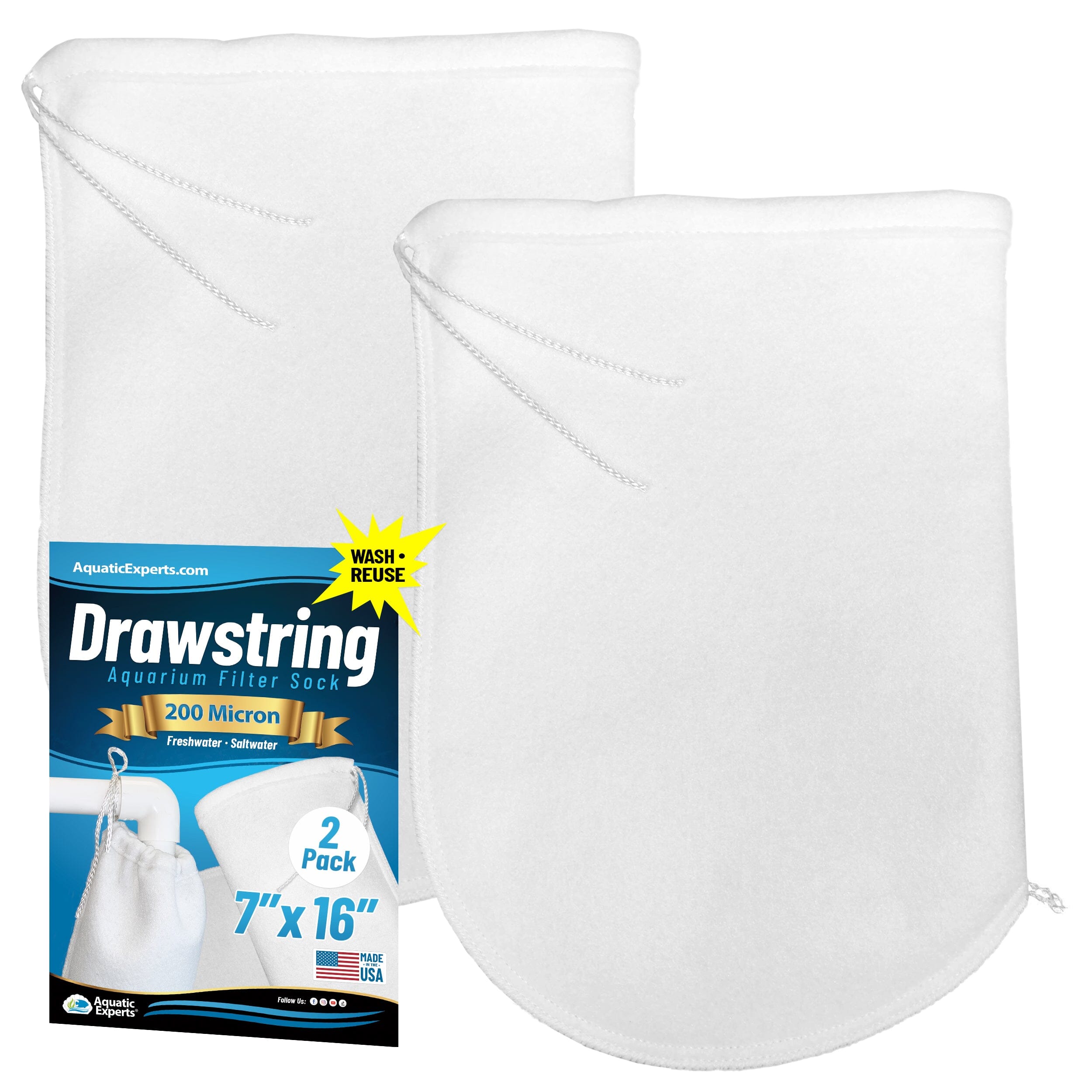 Aquarium Filter Sock – 200 Micron Drawstring for Saltwater & Reef | Aquatic Experts
