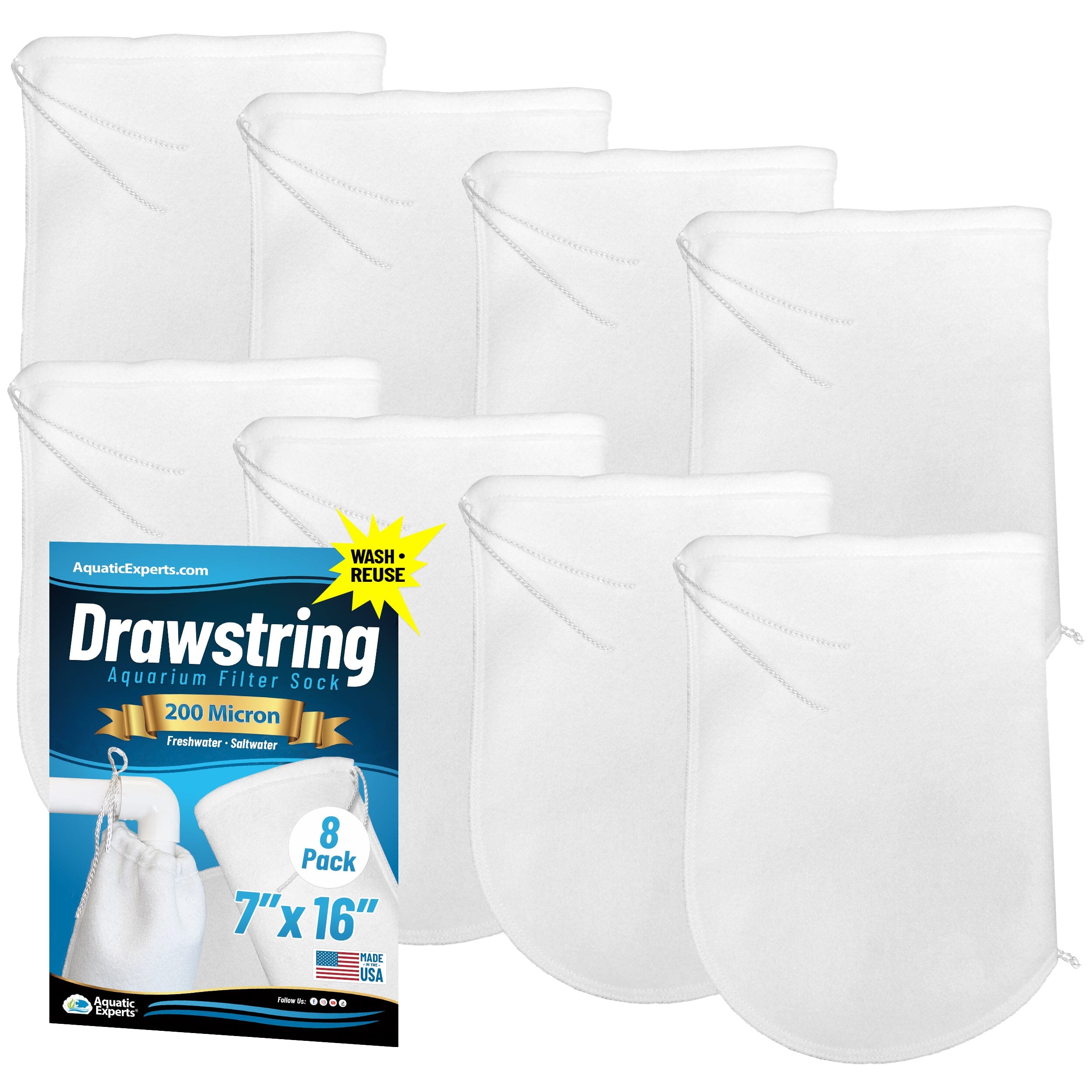 Aquarium Filter Sock – 200 Micron Drawstring for Saltwater & Reef | Aquatic Experts