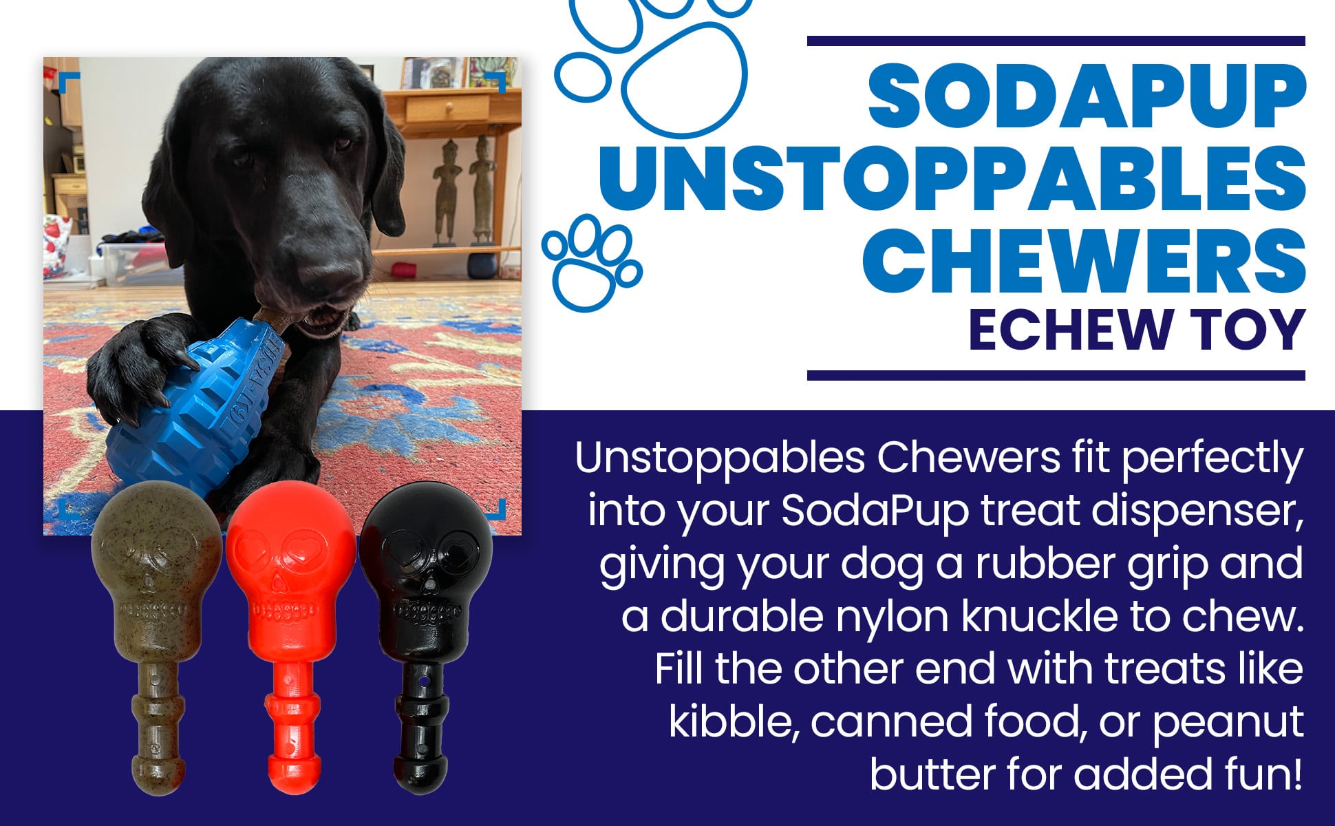 Unstoppables Chewers for SodaPup Rubber Treat Dispensers - 3 Pack