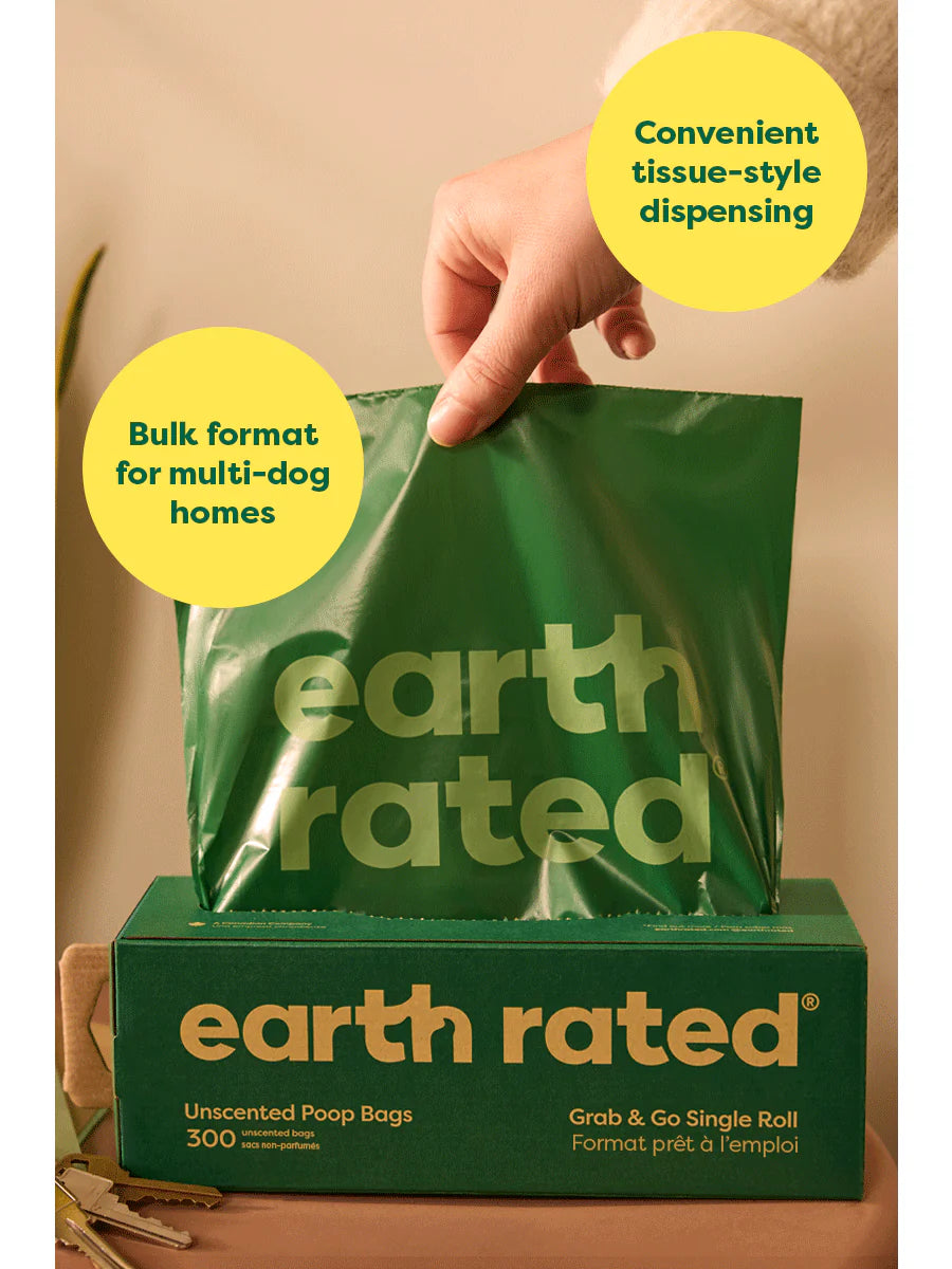 300CT Earth Rated Unscented Grab & Go Poop Bags