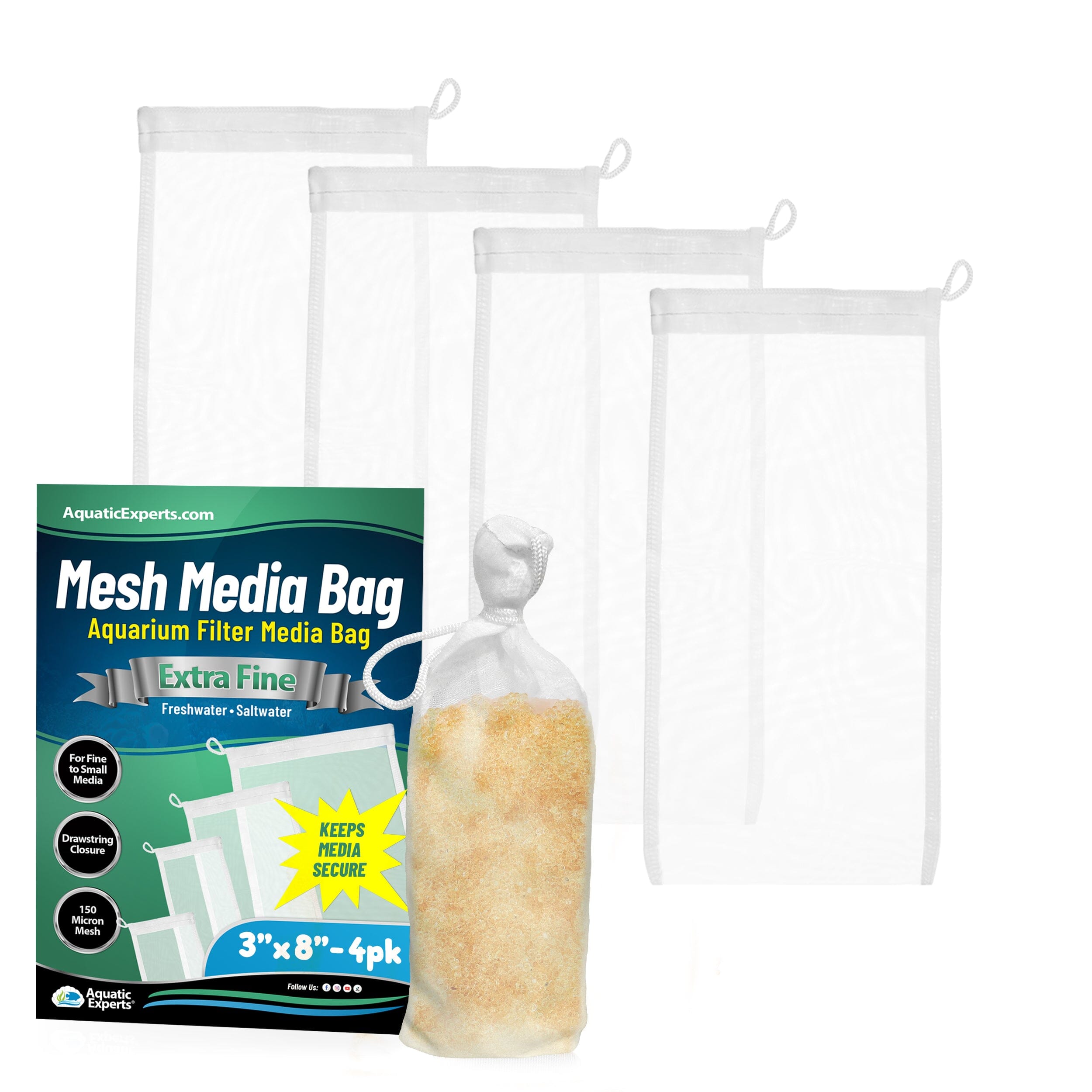 Aquatic Experts Aquatic Experts Aquarium Filter Bag - Extra Fine Mesh Media Bags - Ideal for Efficient Aquarium Filtration