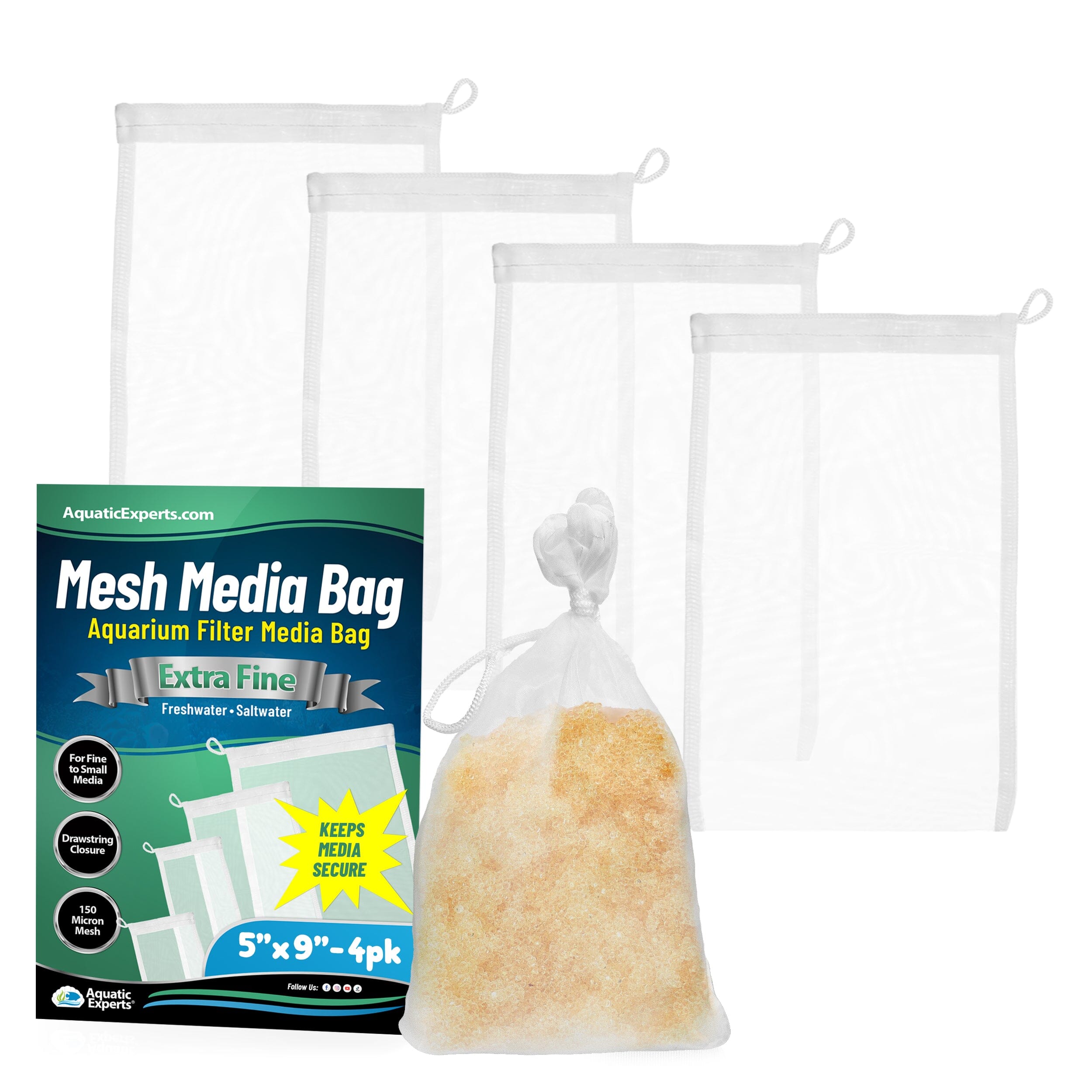 Aquatic Experts Aquatic Experts Aquarium Filter Bag - Extra Fine Mesh Media Bags - Ideal for Efficient Aquarium Filtration