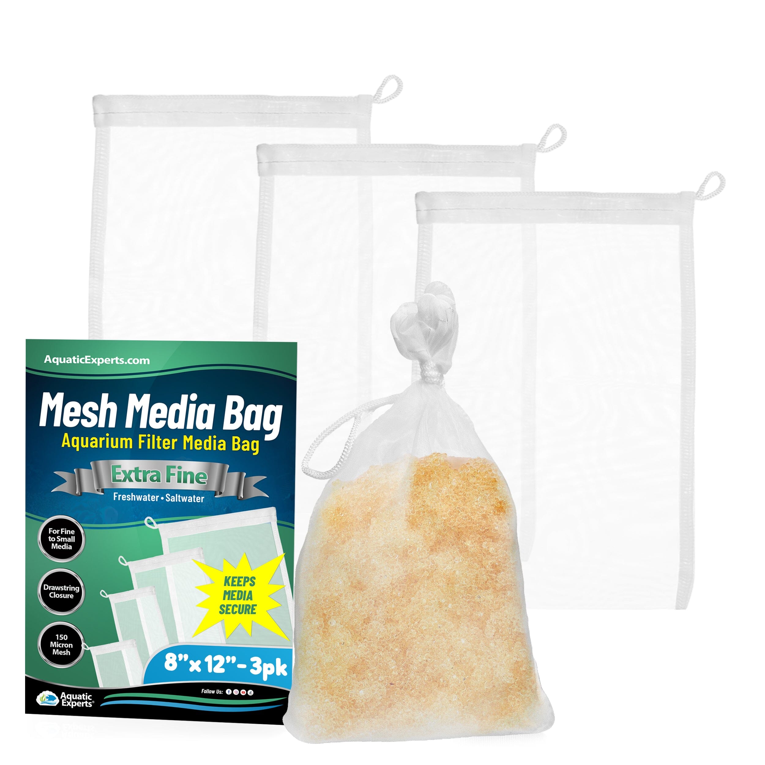 Aquatic Experts Aquatic Experts Aquarium Filter Bag - Extra Fine Mesh Media Bags - Ideal for Efficient Aquarium Filtration