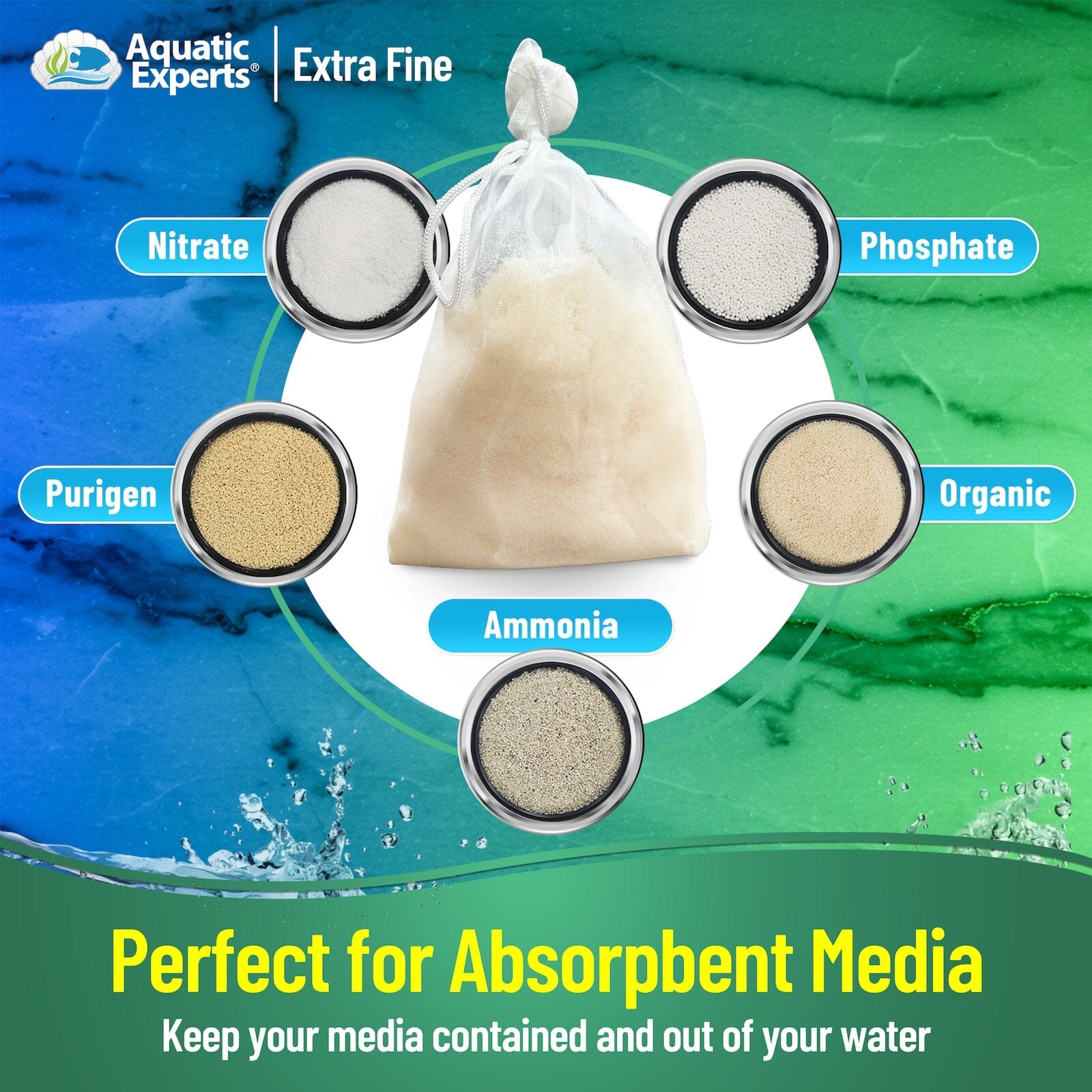 Aquatic Experts Aquatic Experts Aquarium Filter Bag - Extra Fine Mesh Media Bags - Ideal for Efficient Aquarium Filtration