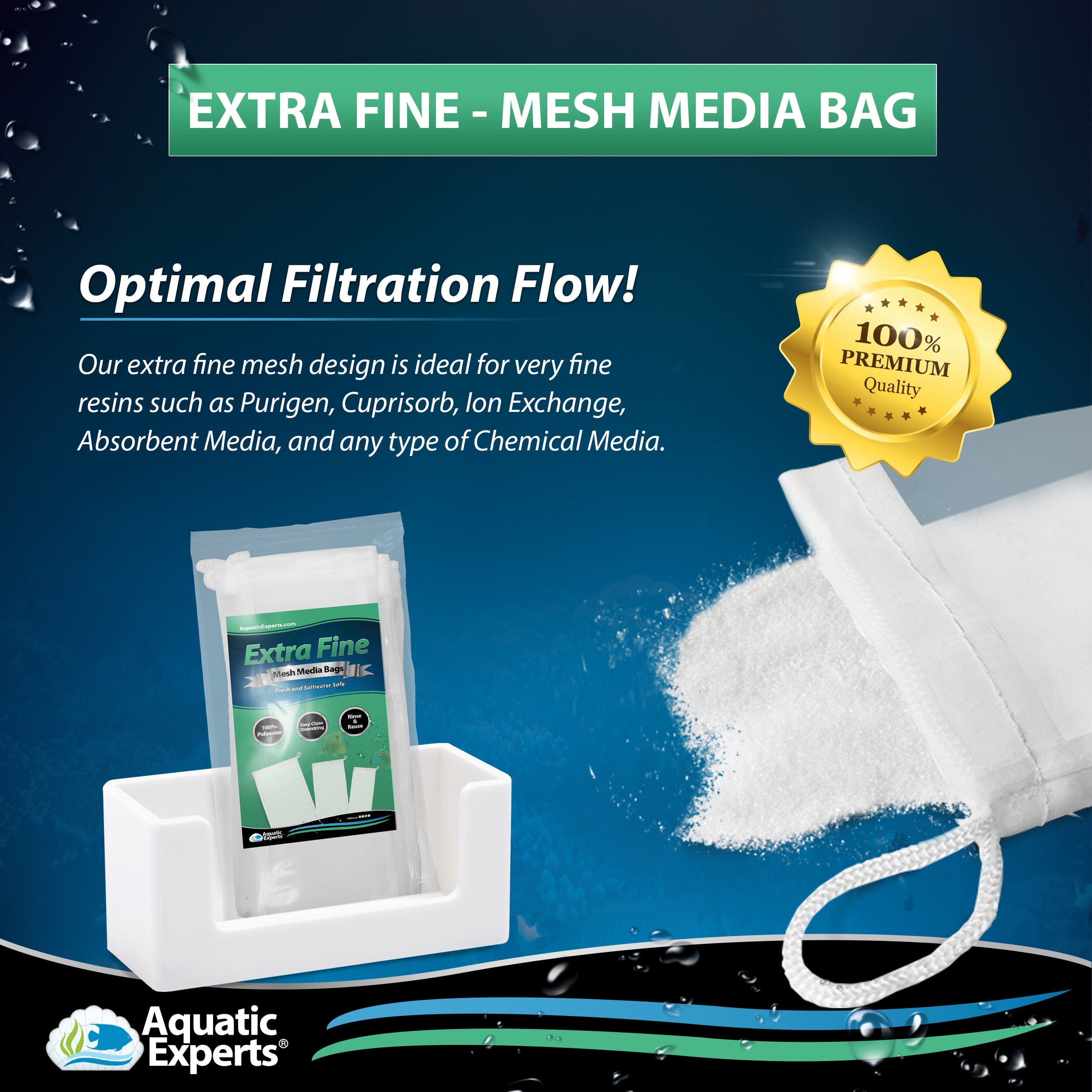 Aquatic Experts Aquatic Experts Aquarium Filter Bag - Extra Fine Mesh Media Bags - Ideal for Efficient Aquarium Filtration