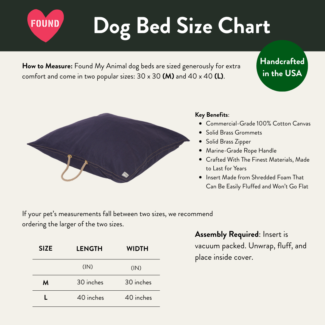 Navy Waxed Cotton Canvas Dog Bed