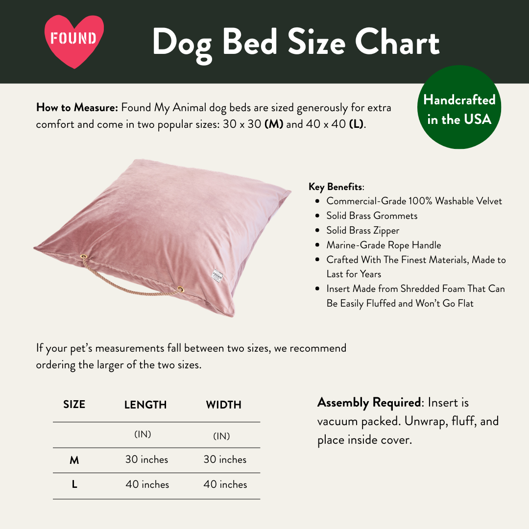 Rose Washable Velvet Dog Bed
