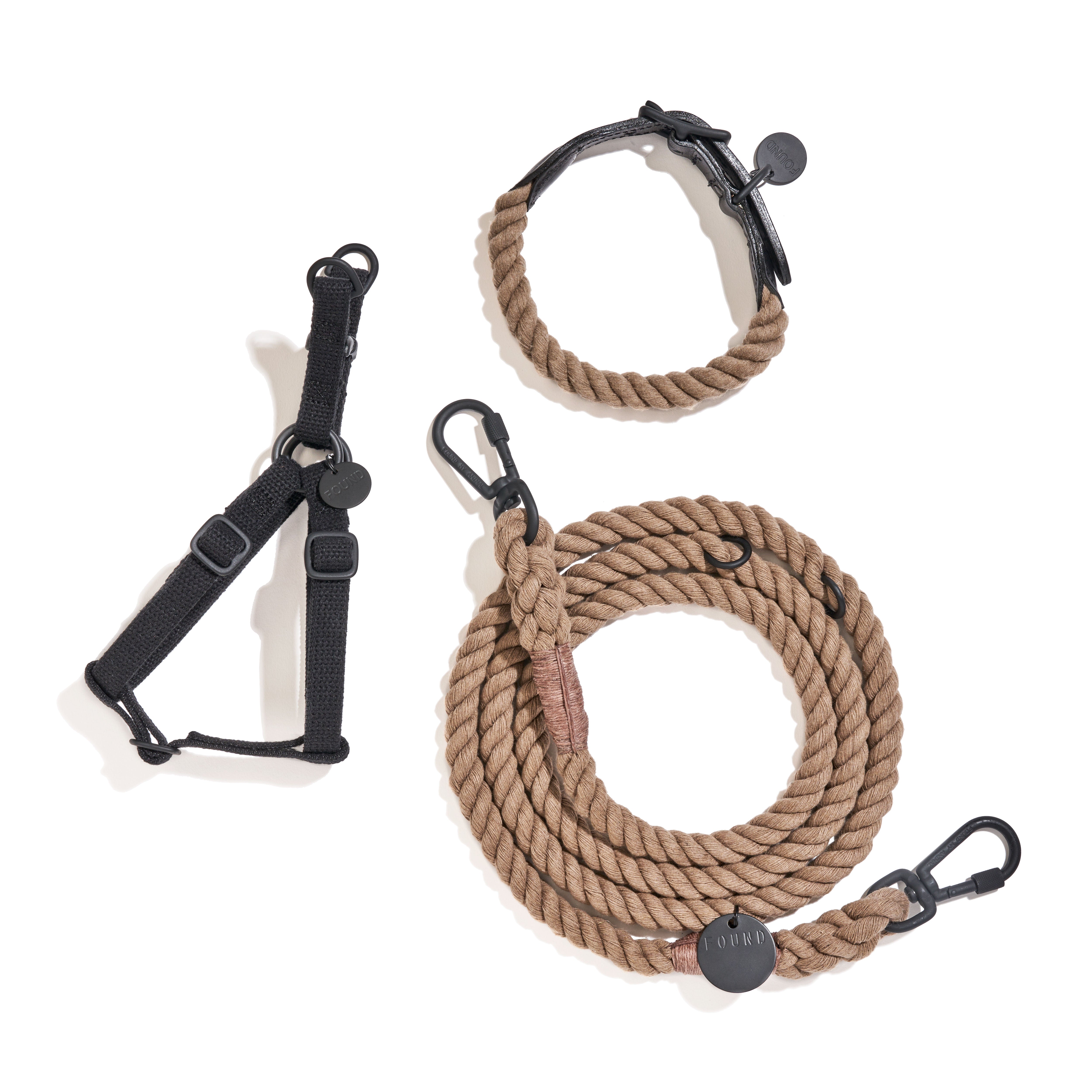 Matte Black/Natural Up-Cycled Rope Cat & Dog Collar