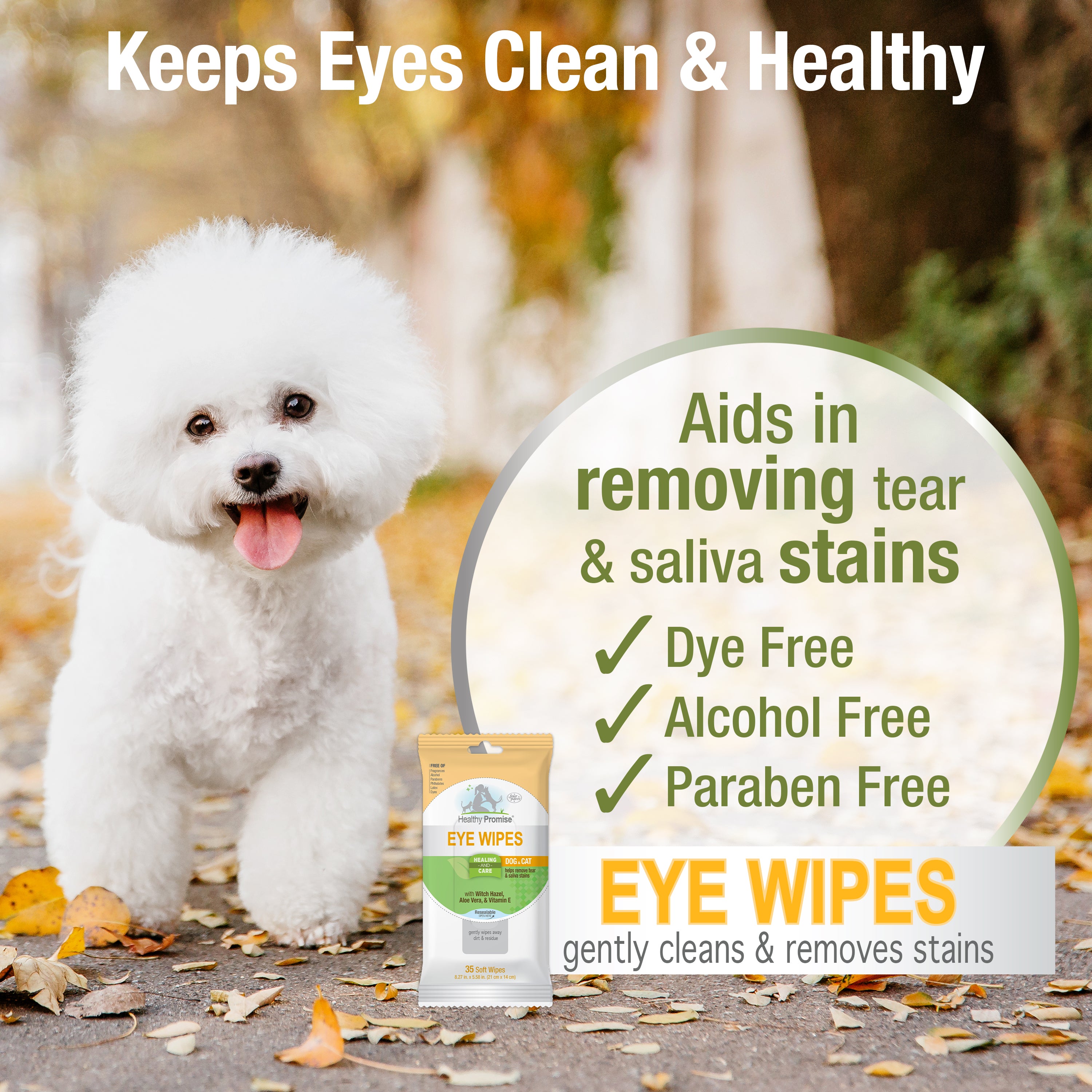 35ct Four Paws Healthy Promise™ Cat & Dog Eye Wipes