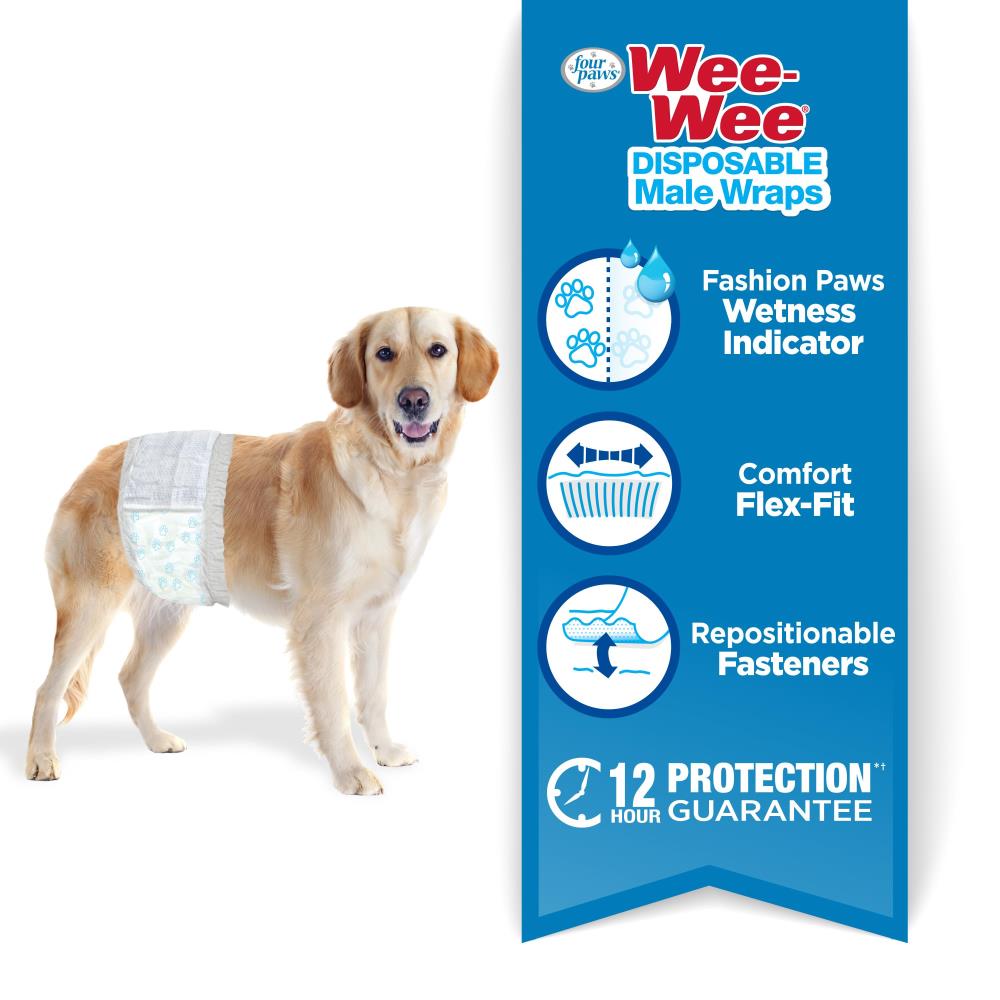 Envolturas desechables para perros machos Wee-Wee® de cuatro patas, medianas/grandes, de 12 ct