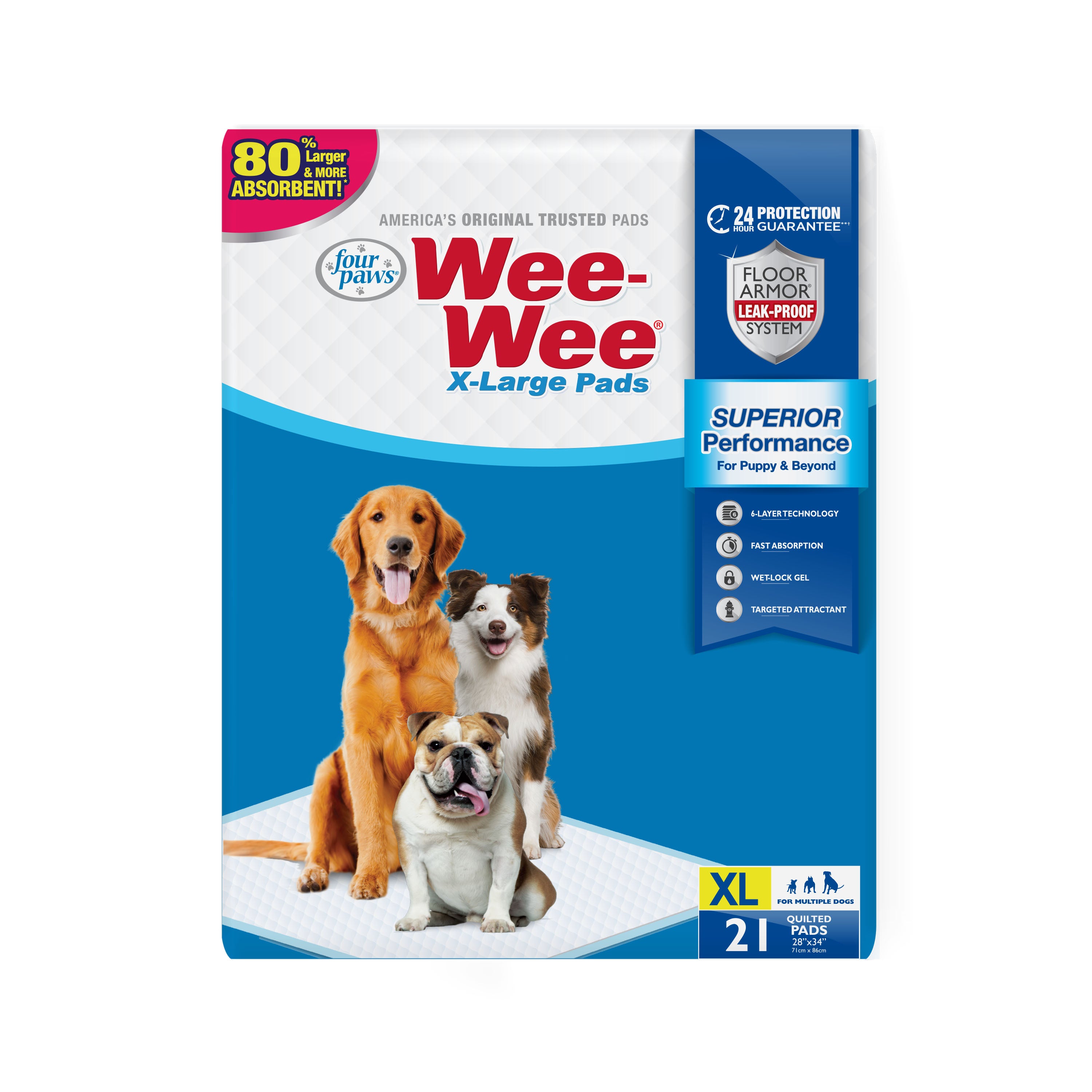 21PK Four Paws Wee-Wee® 卓越性能超大号狗狗尿垫