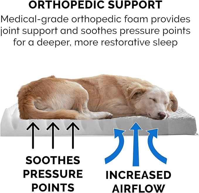 FurHaven Orthopedic Deluxe Mattress Pet Bed - Ultra Plush Grey, Jumbo