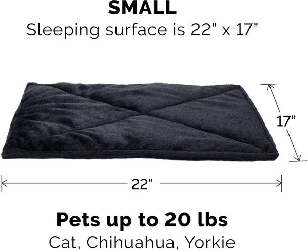 FurHaven ThermaNAP Faux Fur Black Self-Warming Pet Bed Mat, Small