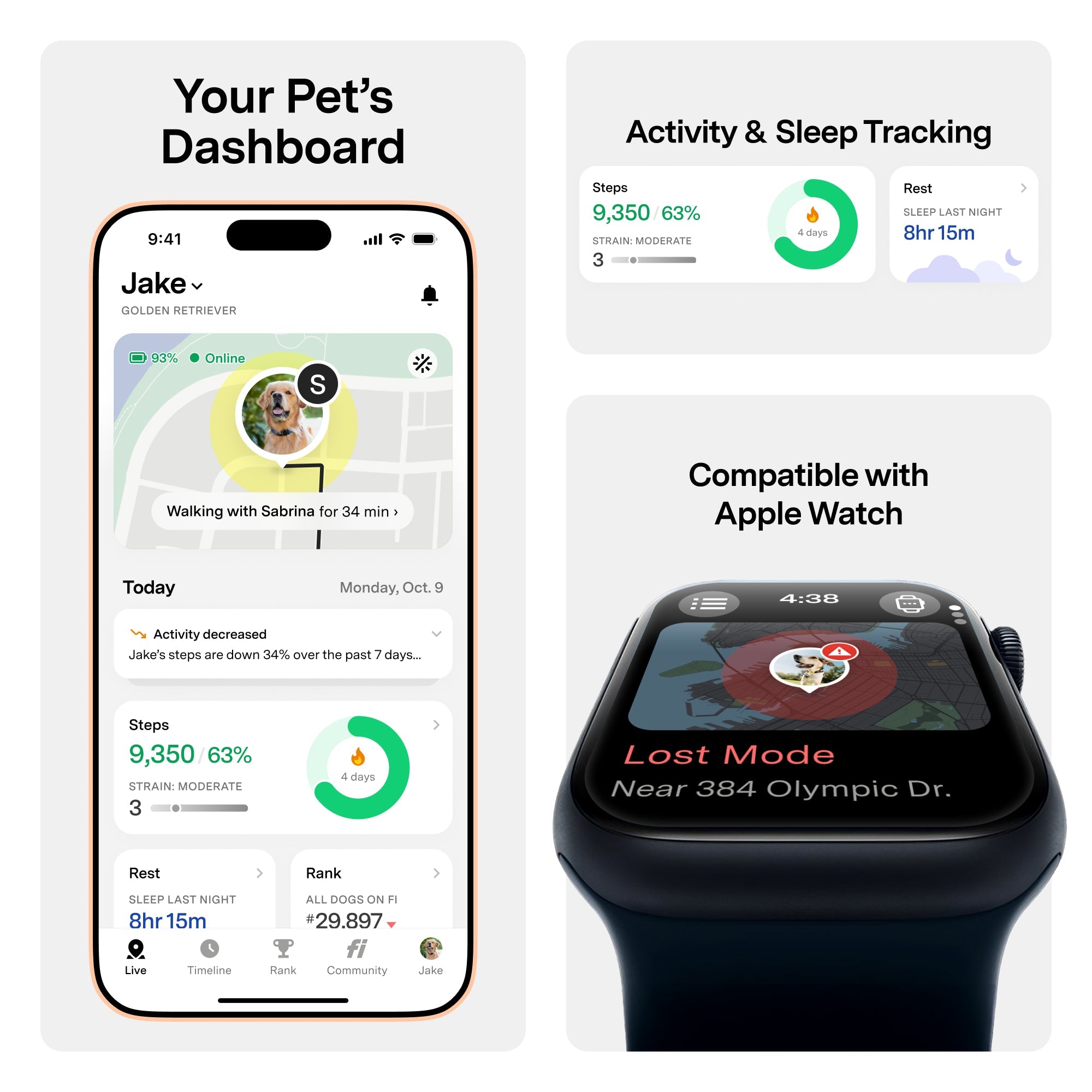 Fi Mini GPS Tracker for Dogs & Cats — Real-Time LTE Location, Escape Alerts & Activity Tracking | 6 Months of Membership Included | Lightweight, Waterproof Collar Attachment