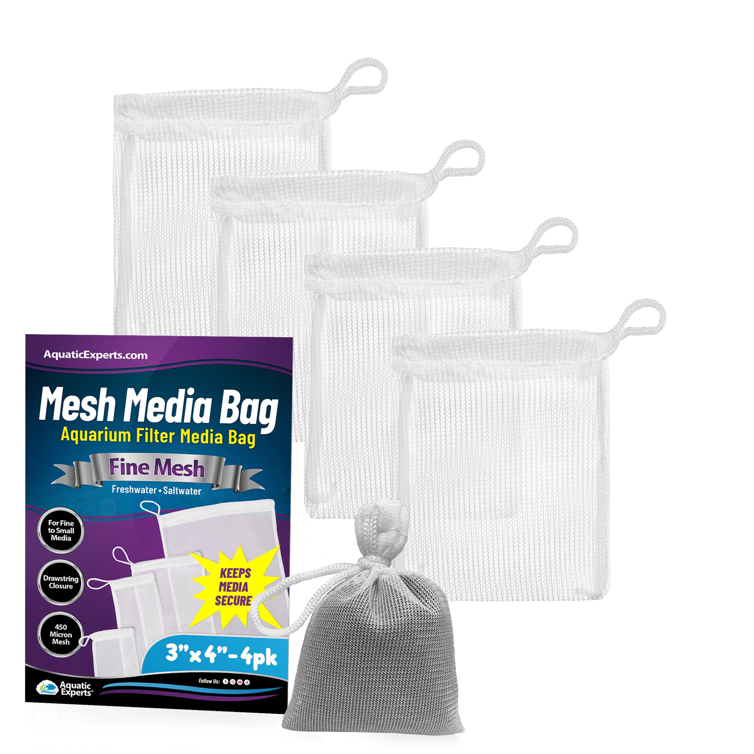 Aquatic Experts Aquarium Mesh Bag - Fine Mesh Media Bags - Perfect for Efficient Aquarium Filtration