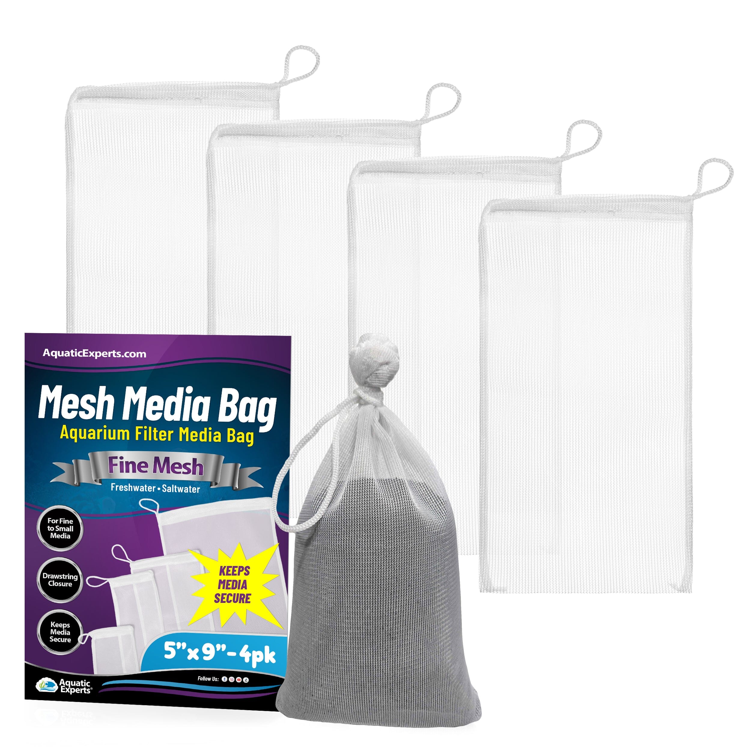 Aquatic Experts Aquarium Mesh Bag - Fine Mesh Media Bags - Perfect for Efficient Aquarium Filtration