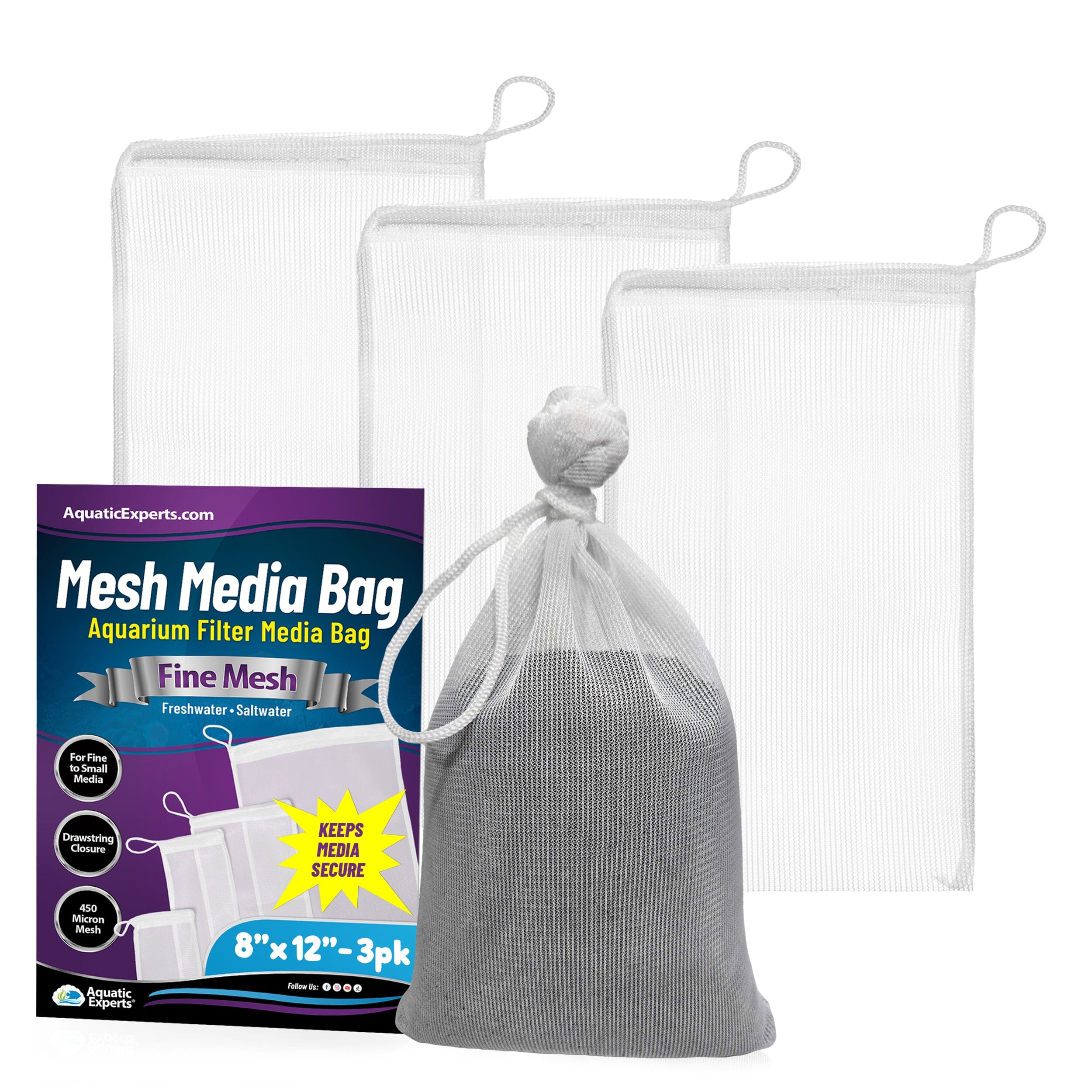 Aquatic Experts Aquarium Mesh Bag - Fine Mesh Media Bags - Perfect for Efficient Aquarium Filtration