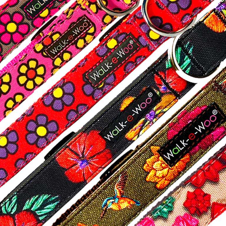 Walk-e-Woo Flower Dog Collars, Leads, and Bows - 6 Styles