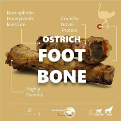 Ostrich Foot Bone (7" x 3.5"): The Flavorful & Long-Lasting Chew for Medium to Large Dogs