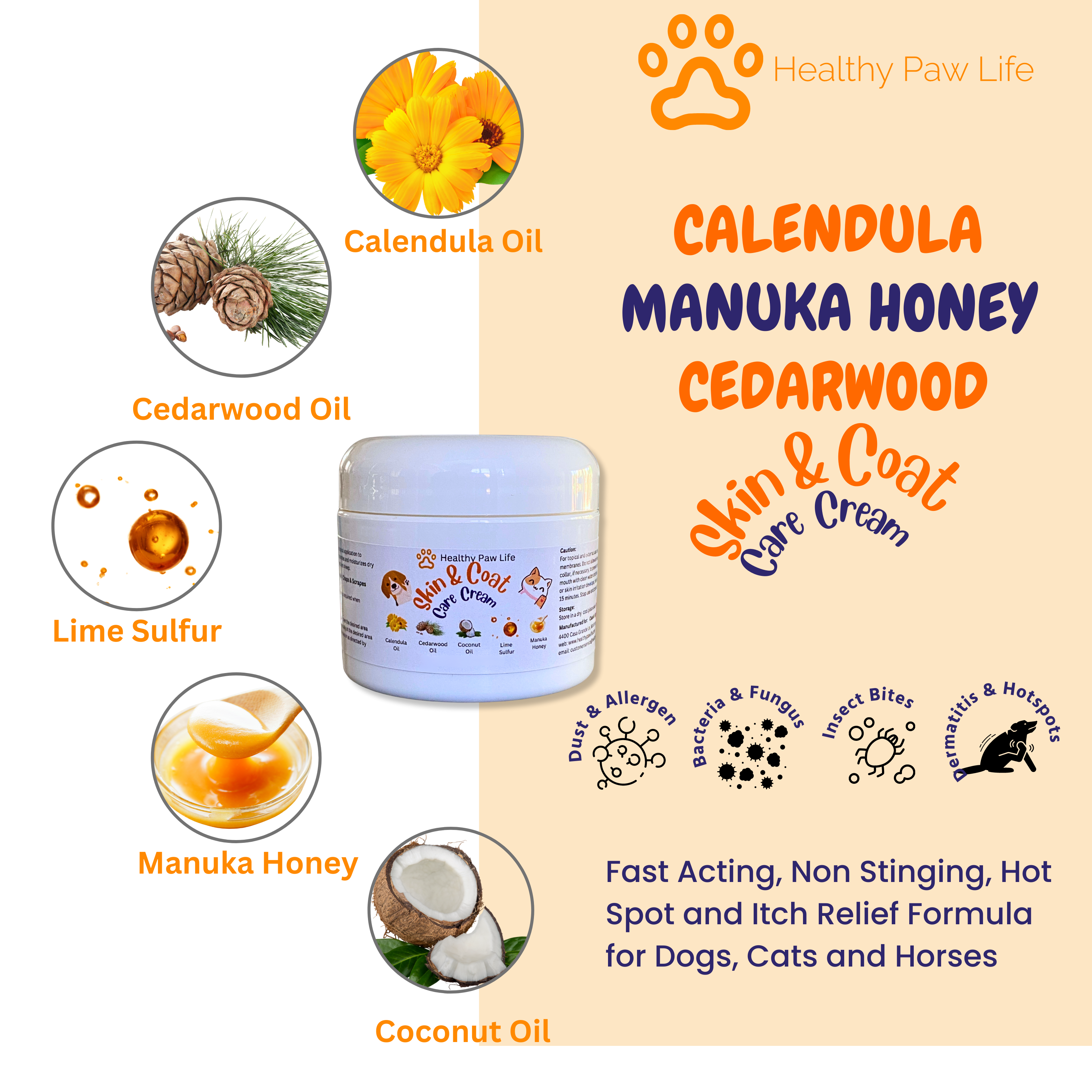 Calendula Manuka Honey & Cedarwood - Skin & Coat Care Cream
