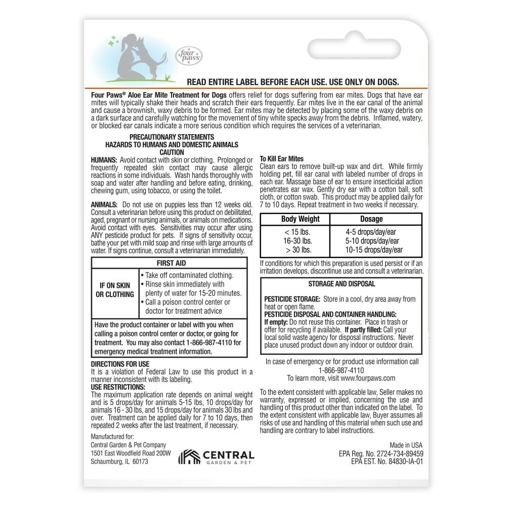 Four Paws Healthy Promise® Aloe Ear Mite Treatment For Dogs (0.75oz)