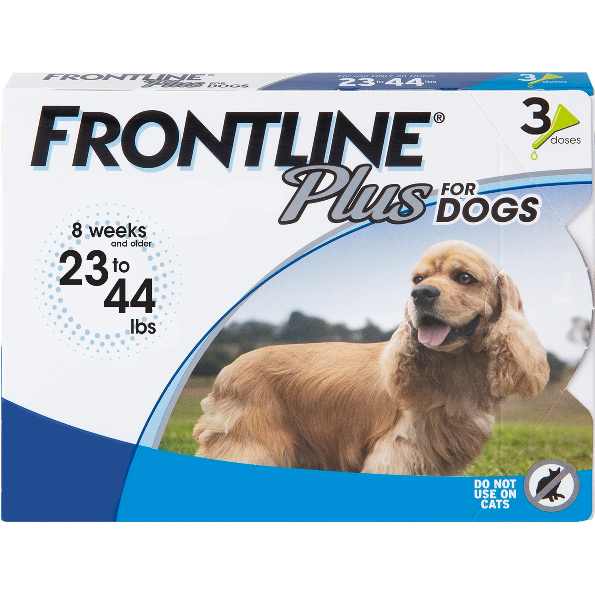 23-44 磅 3PK Frontline Plus 狗用跳蚤和蜱虫治疗剂，适用于中型犬