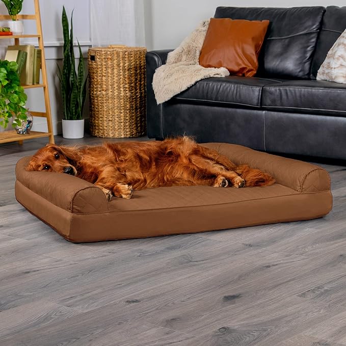 Furhaven Orthopedic Sofa Dog Cat Pet Bed, Warm Brown, Jumbo