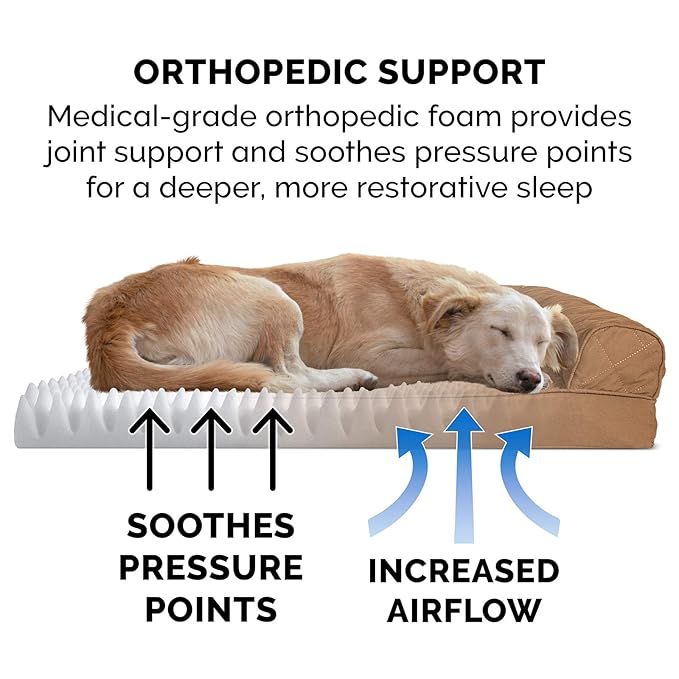 Furhaven Orthopedic Sofa Dog Cat Pet Bed, Warm Brown, Jumbo