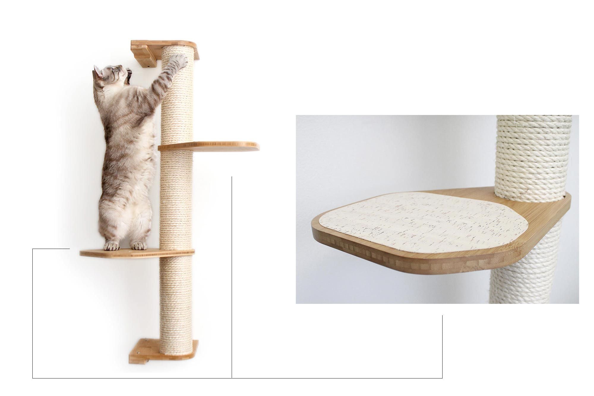 Wall Mounted Cat Climbing Pole - Sisal