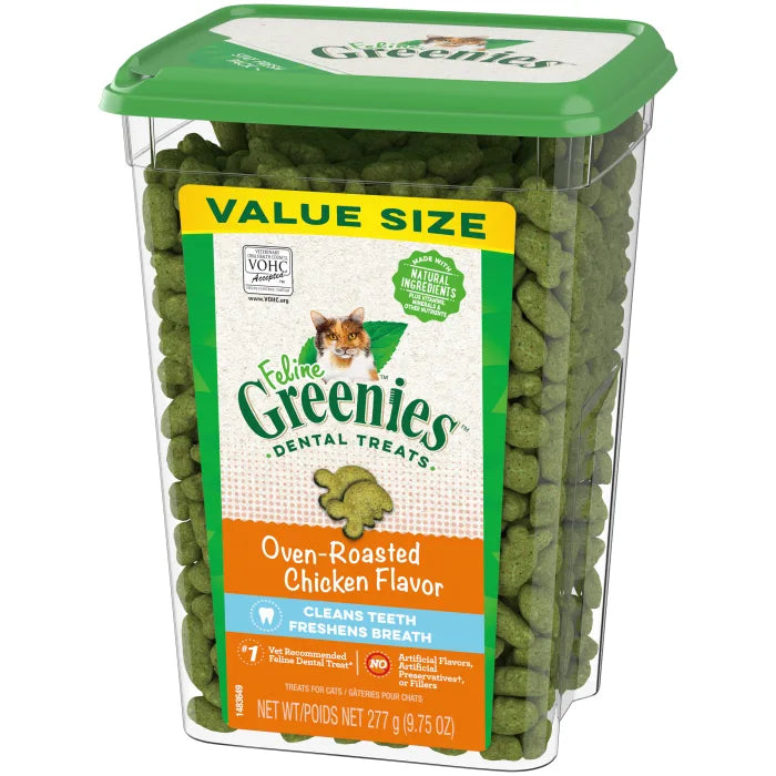 Greenies FELINE GREENIES Oven Roasted Chicken Flavored Dental Treats, Value Size (9.75oz)