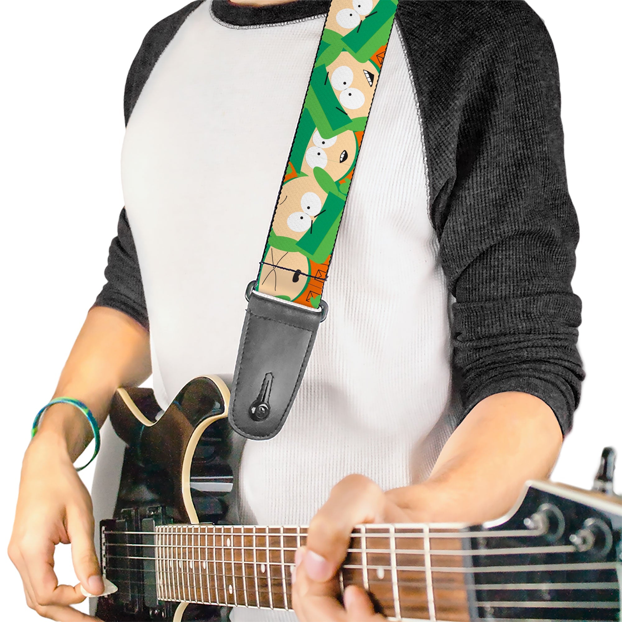 Guitar Strap - South Park Kyle Expressions Scattered Green