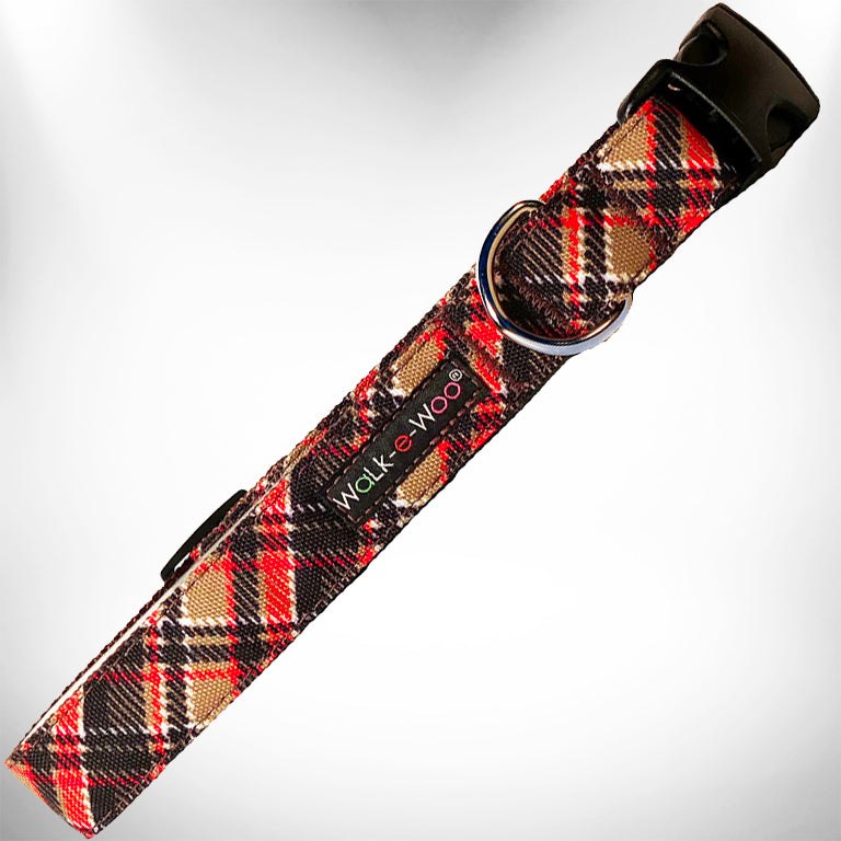 Walk-e-Woo Plaid Dog Collars, Leads, and Bows - 4 Styles