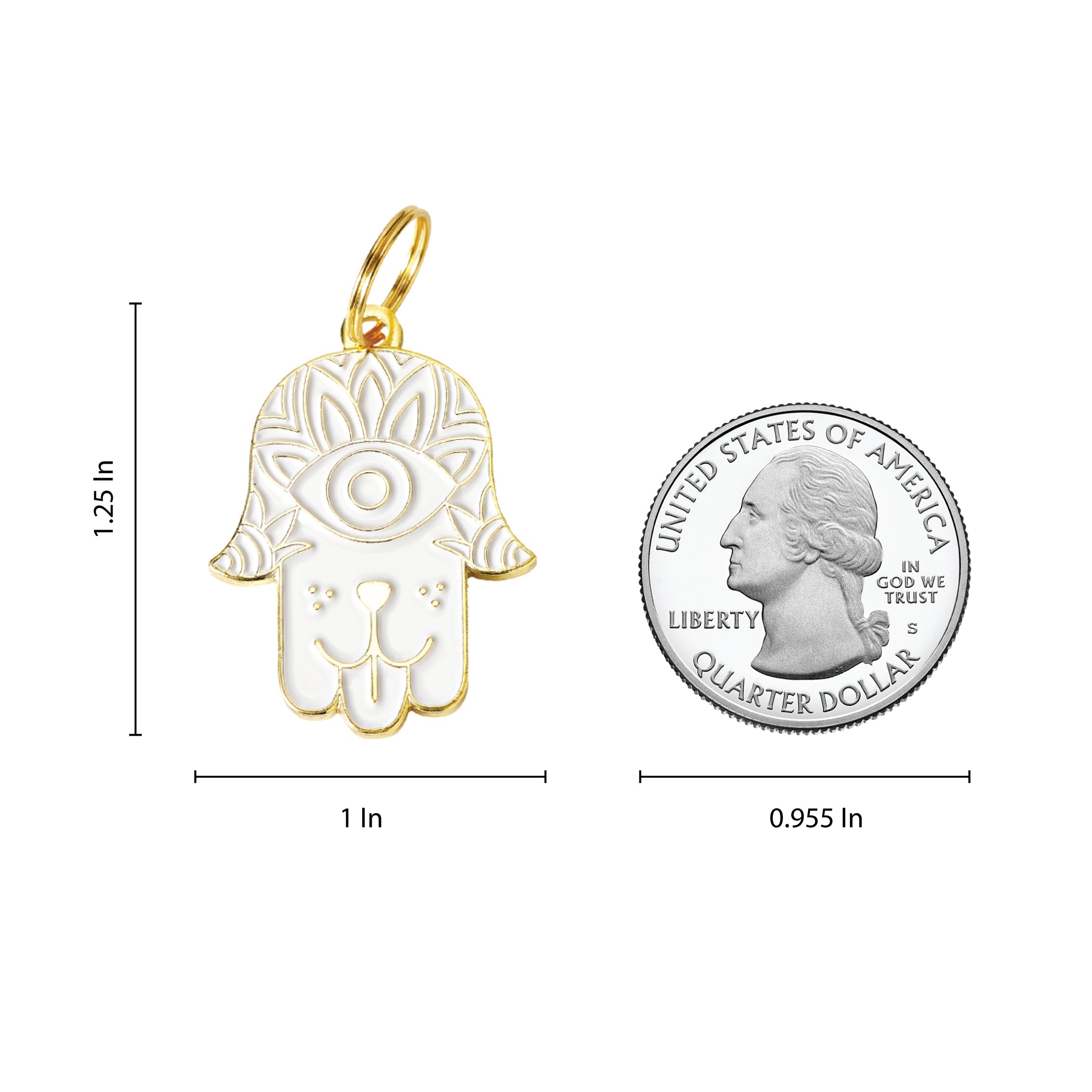 Hamsa - Gold & White - Pet ID Tag