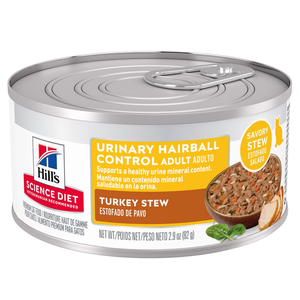 Hill's Science Diet Adult Urinary & Hairball Control Canned Cat Food, Turkey Stew, (2.9oz)