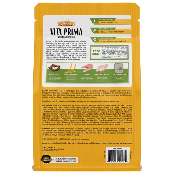 25oz Sunseed Vita Prima Hedgehog Food